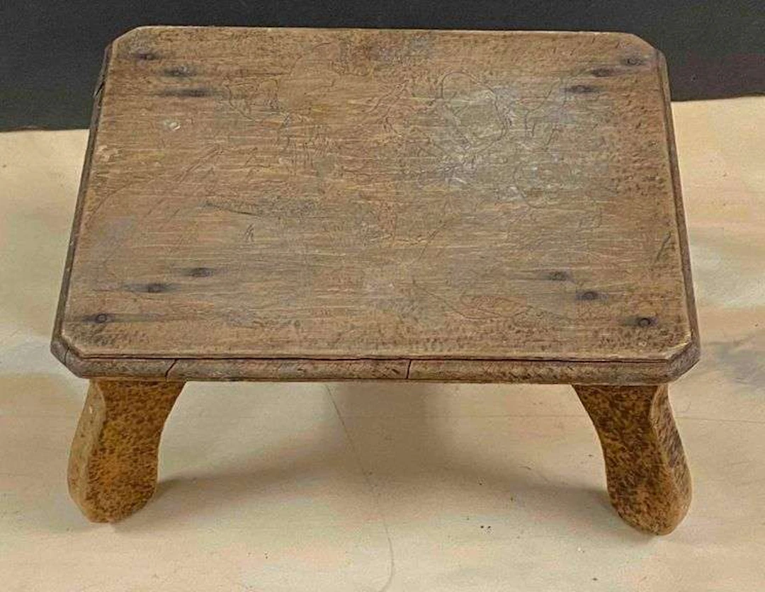 Antique 1910 Wood Child Stool
