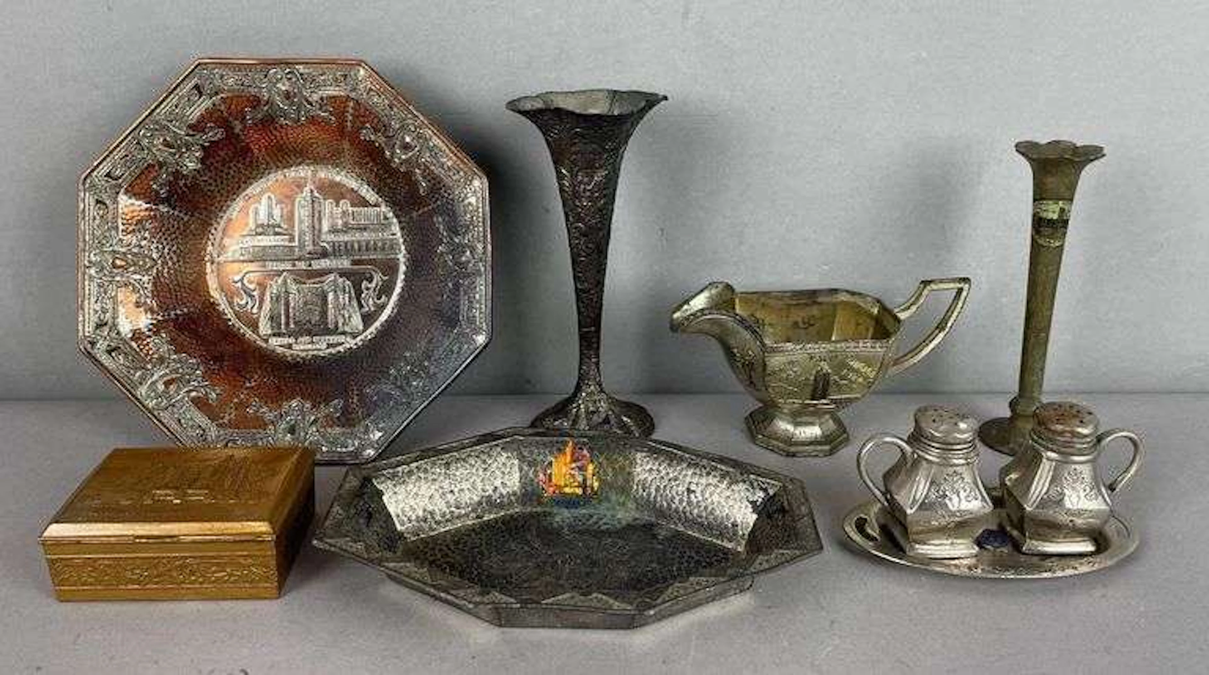 Group of Japanese 1933/34 Plated Chicago Worlds Fair Souvenir Items