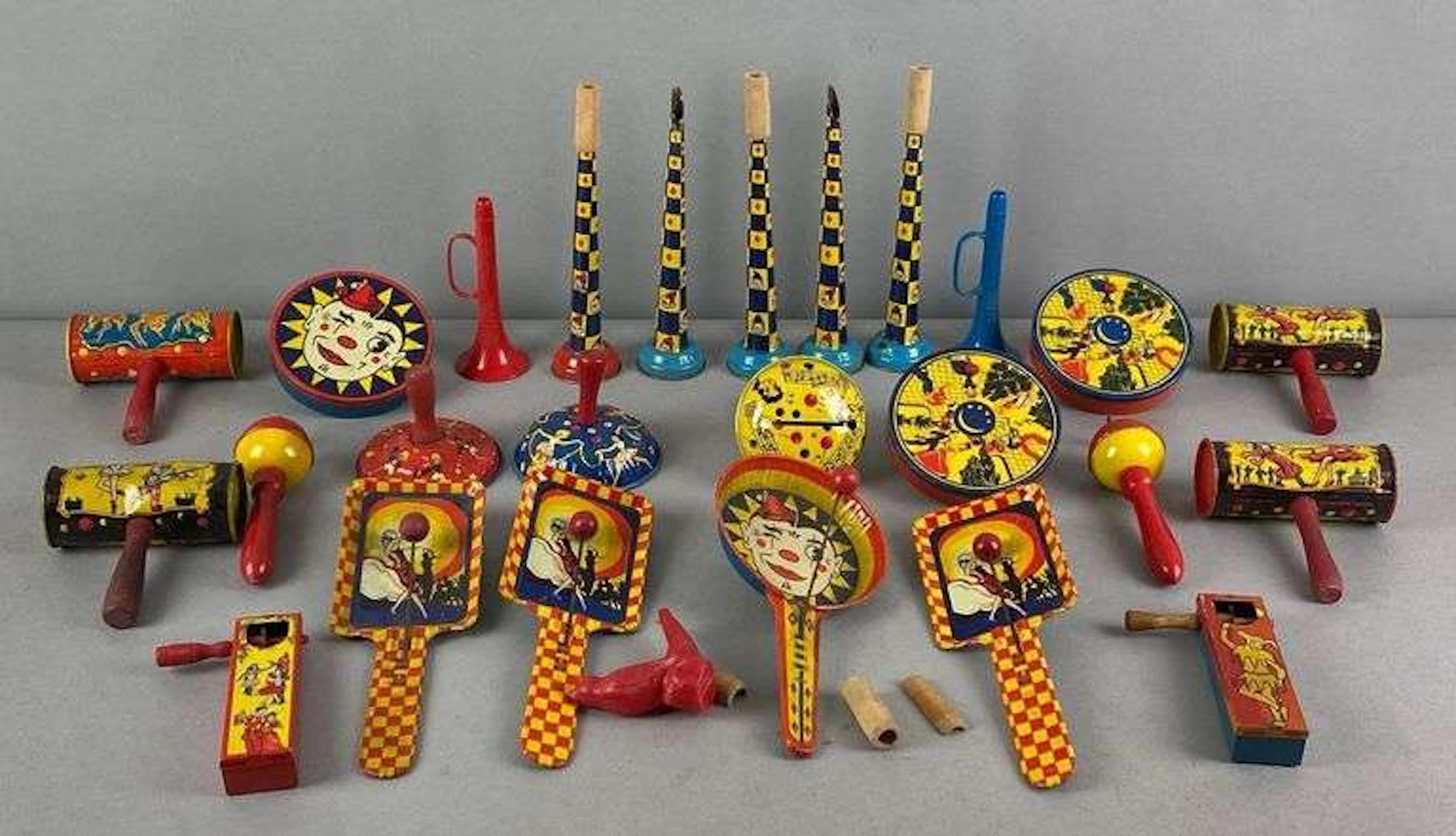 Group of Vintage Kirchof Life of the Party Tin-Litho Noisemakers