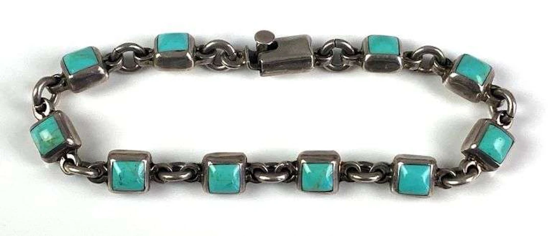 Mexican Sterling Silver Turquoise Bracelet