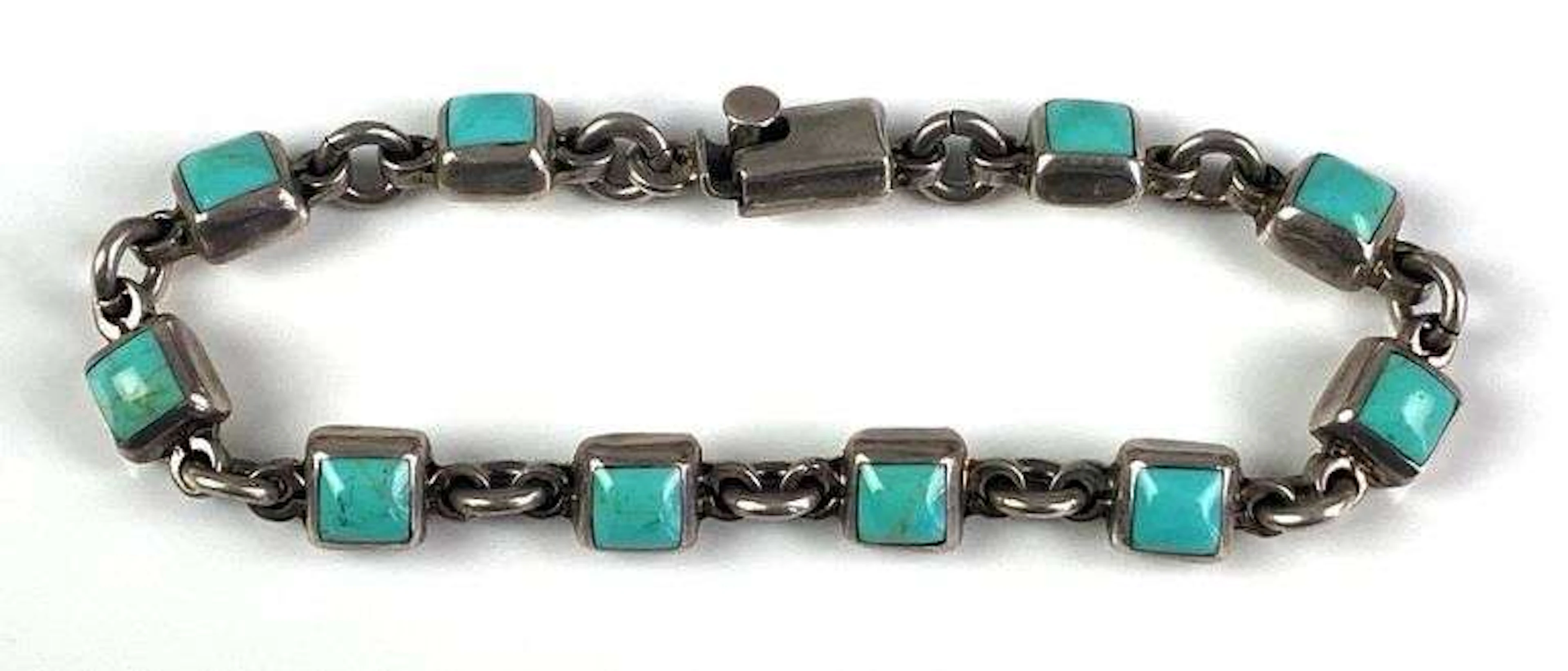 Mexican Sterling Silver Turquoise Bracelet