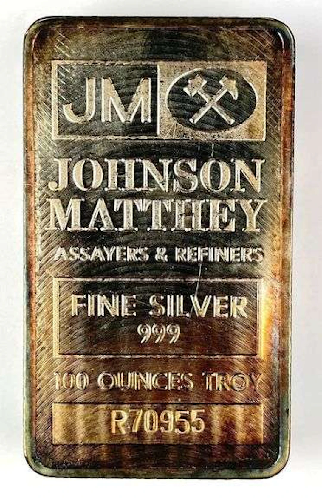 Johnson Matthey 100 oz 999 Fine Silver Ingot/ Bar