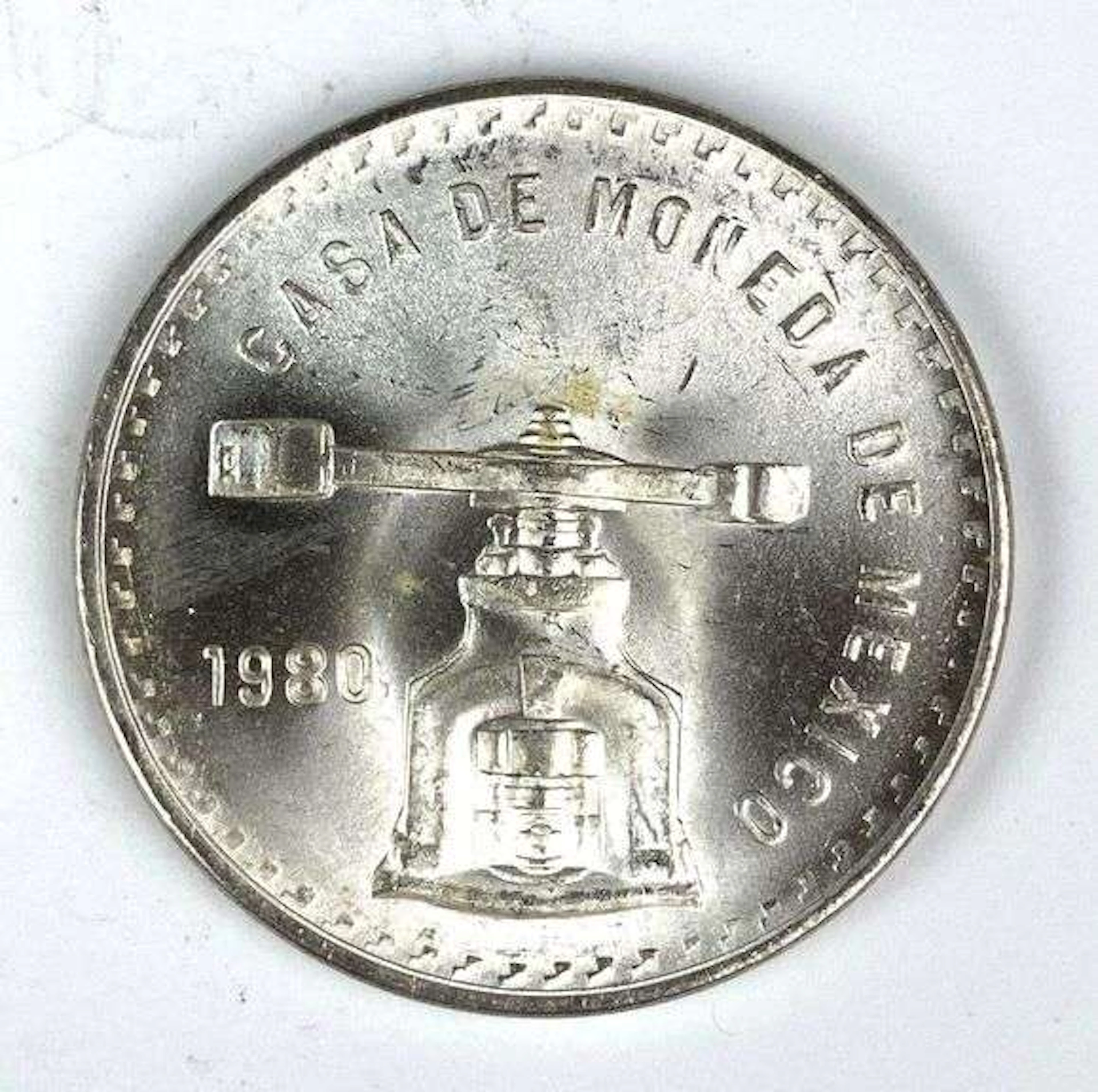 1980 Casa de Moneda de México 1 Onza 33.62 Grams .925 Sterling Silver