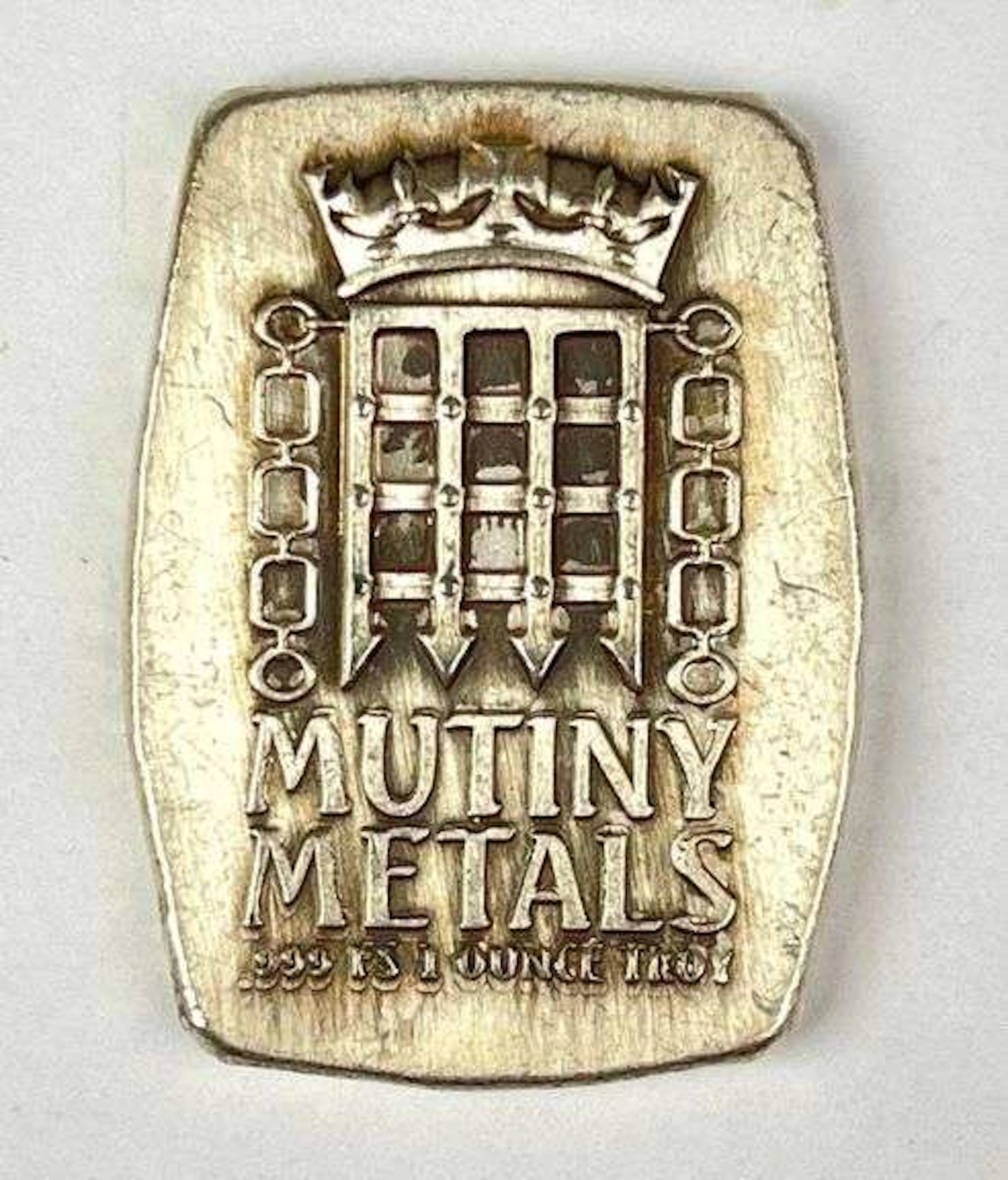 Mutiny Metals Hand Poured Crown/ Portcullis 1 oz .999 Silver Ingot/ Bar