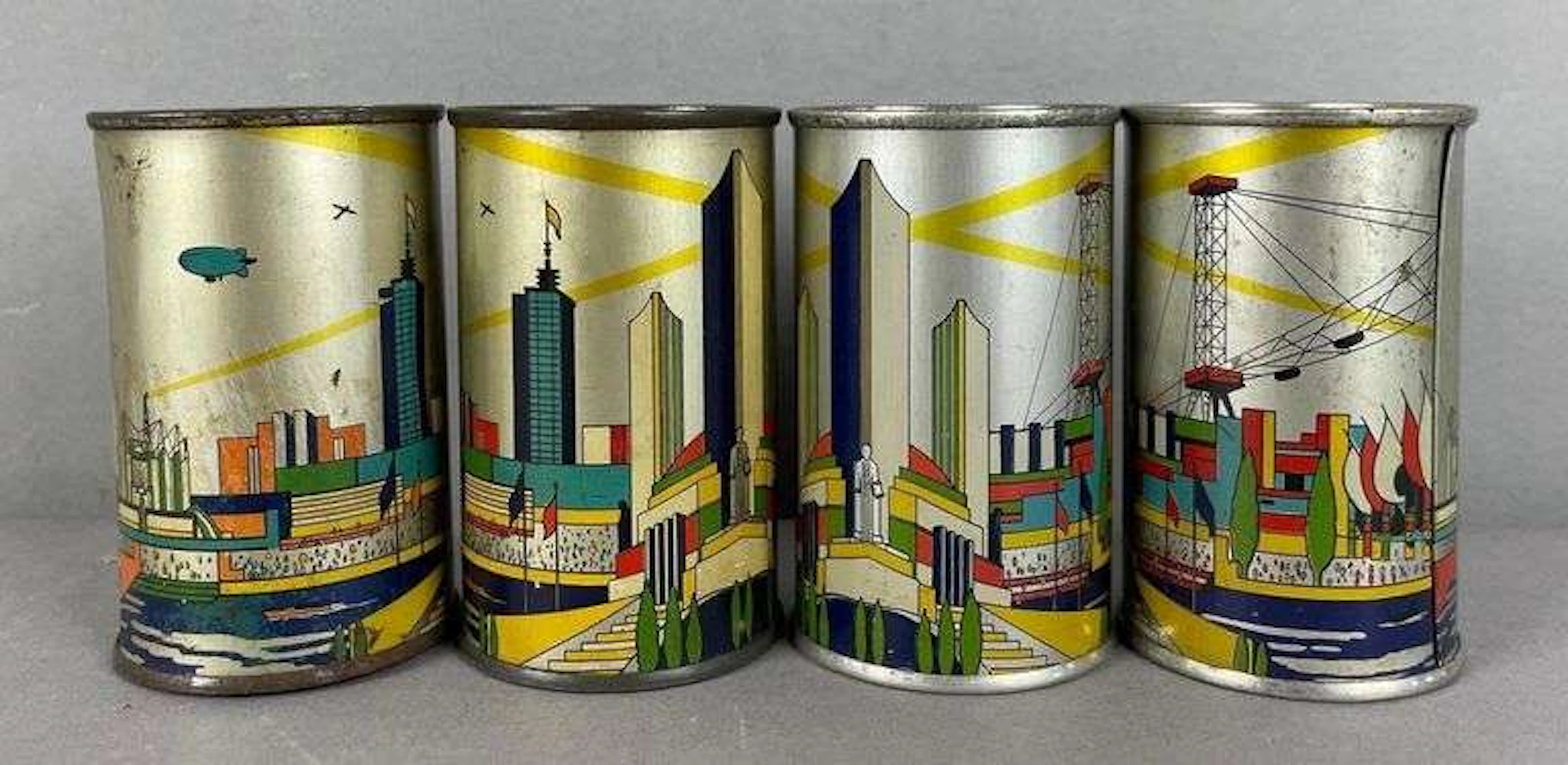 Group of 1934 Chicago Worlds Fair American Can Co. Souvenir Tin Banks