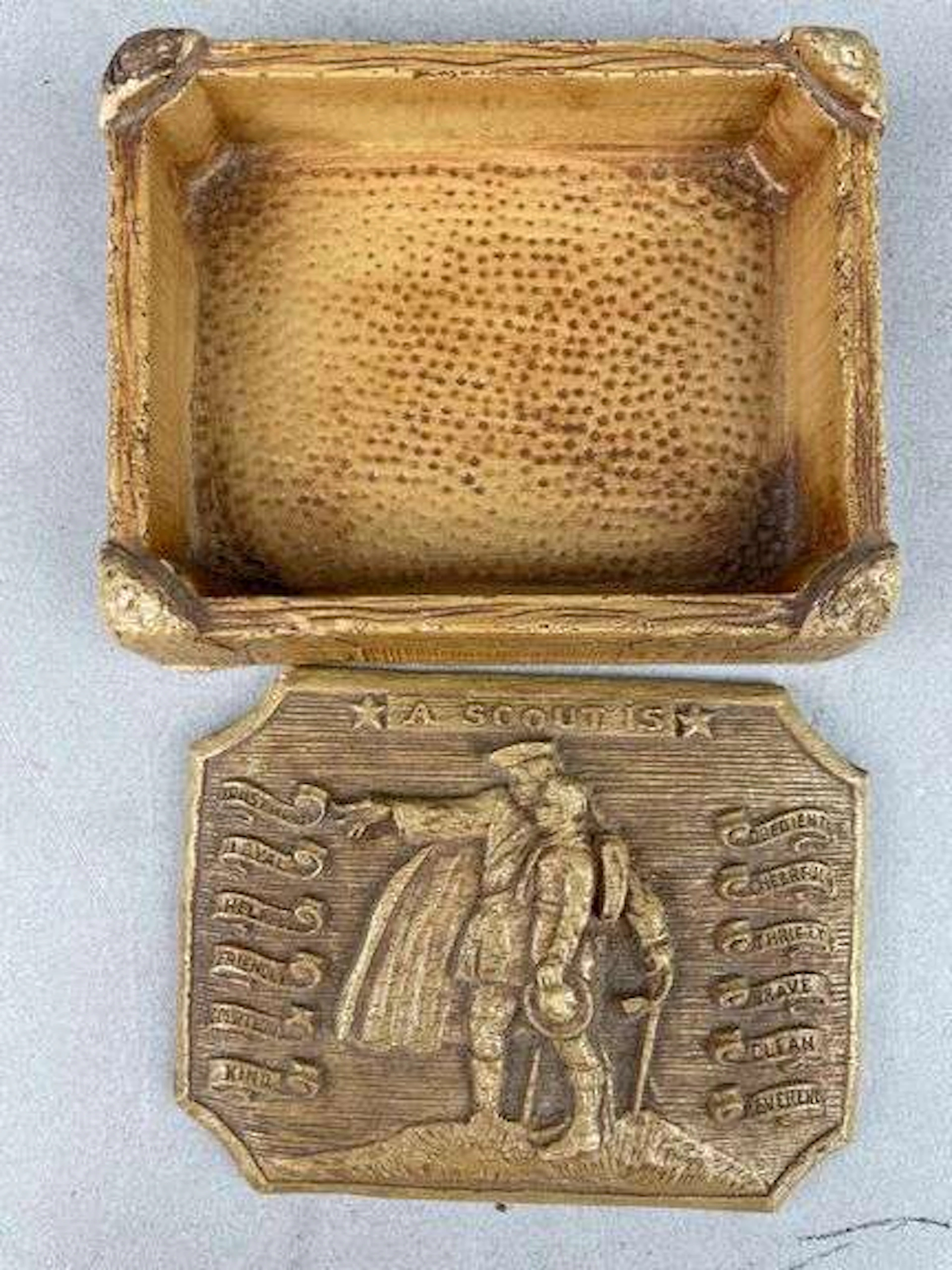 Vintage Resin Boy Scout Trinket Box