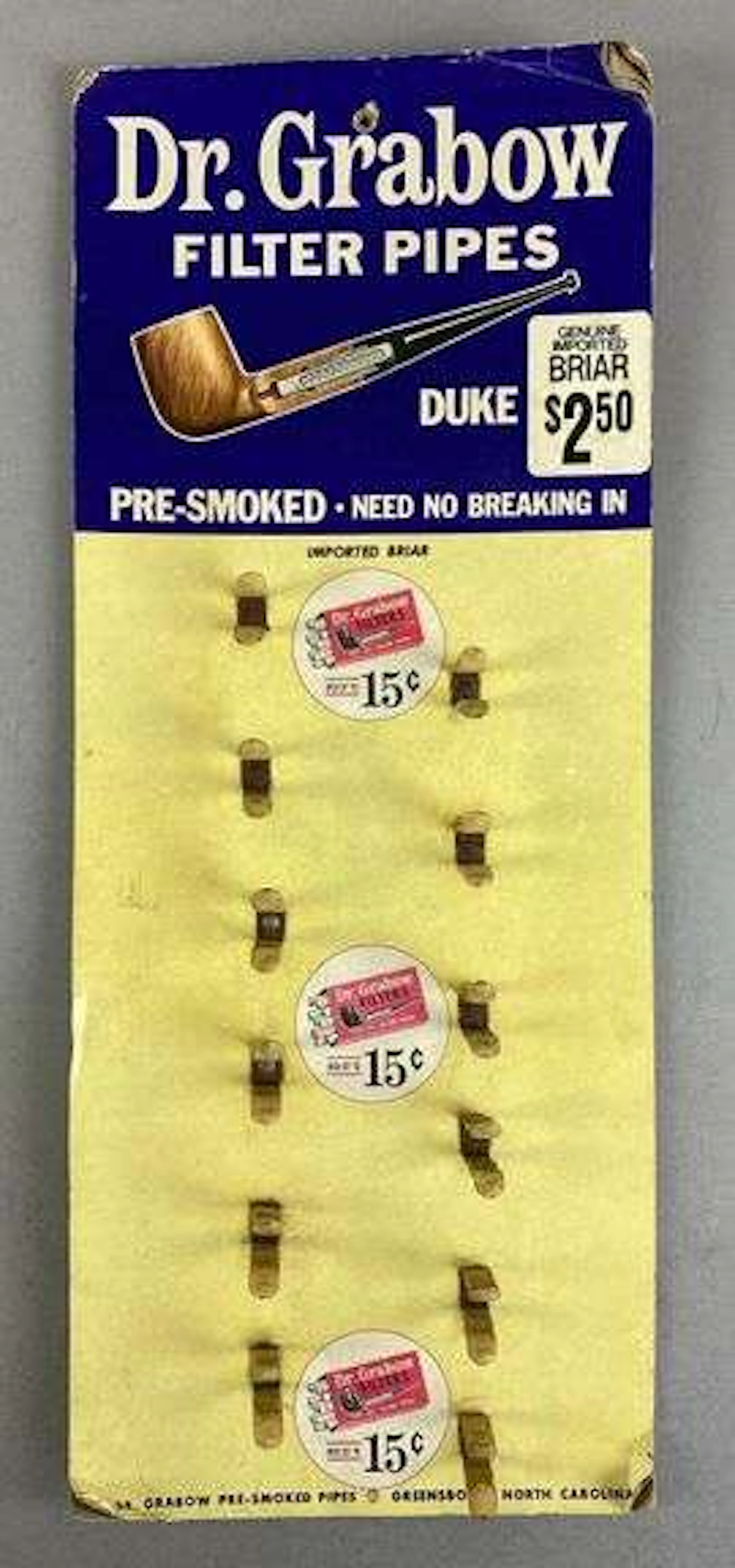 Vintage Dr. Grabow Fliter Pipes In Store Advertising Paper Display
