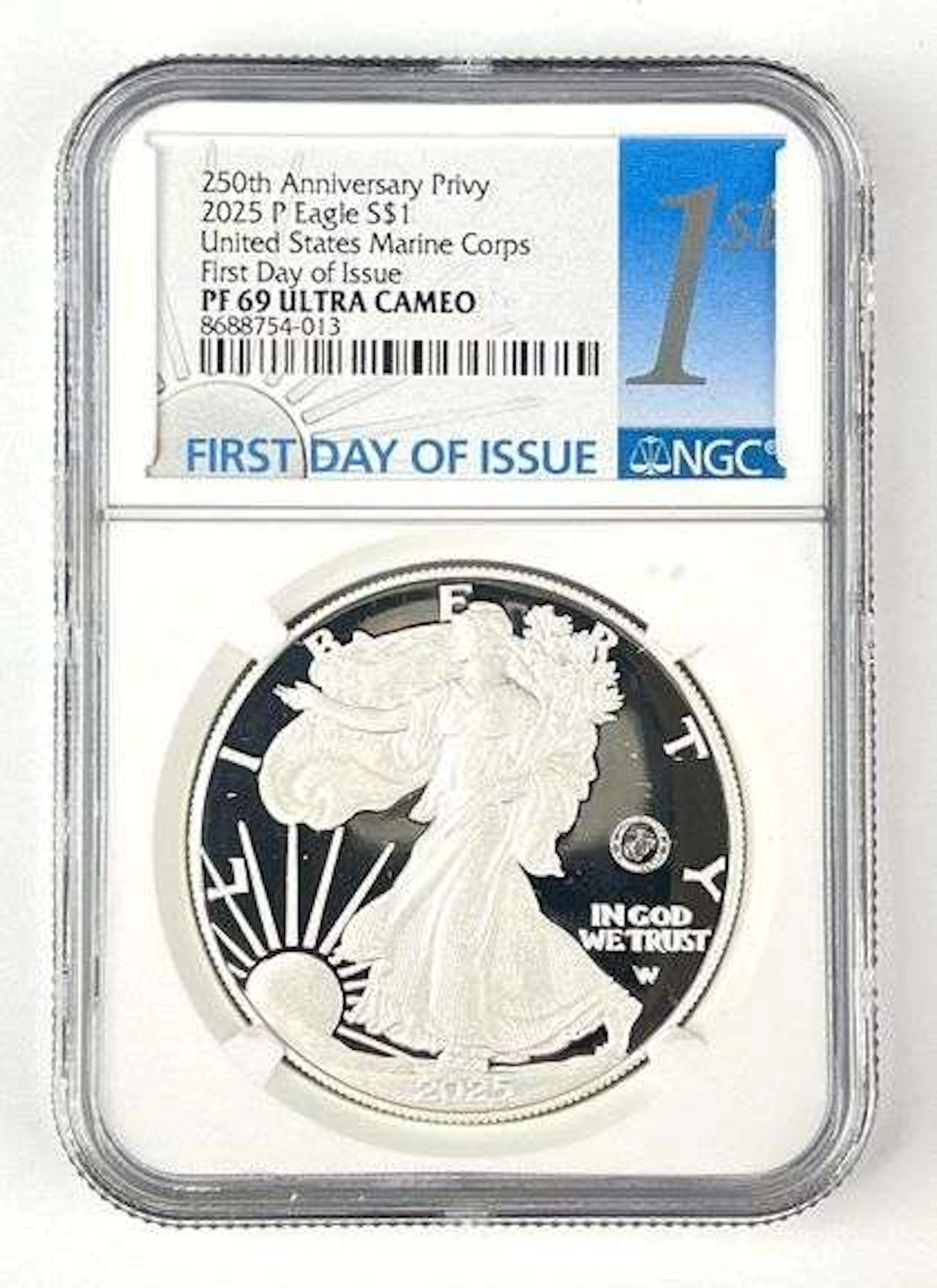 2025 P US $1 American Silver Eagle with 250th Anniversary US Marine
