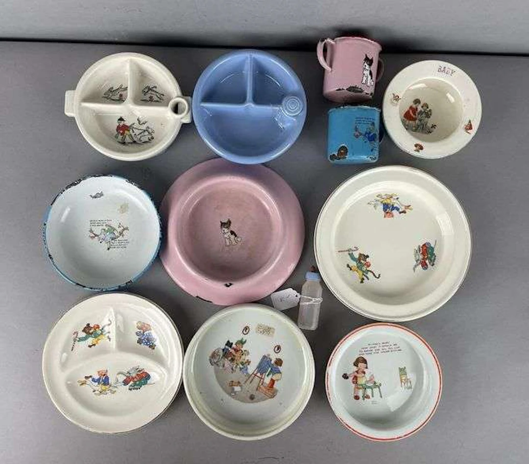Group of Vintage Childrens Plates and Bowls
