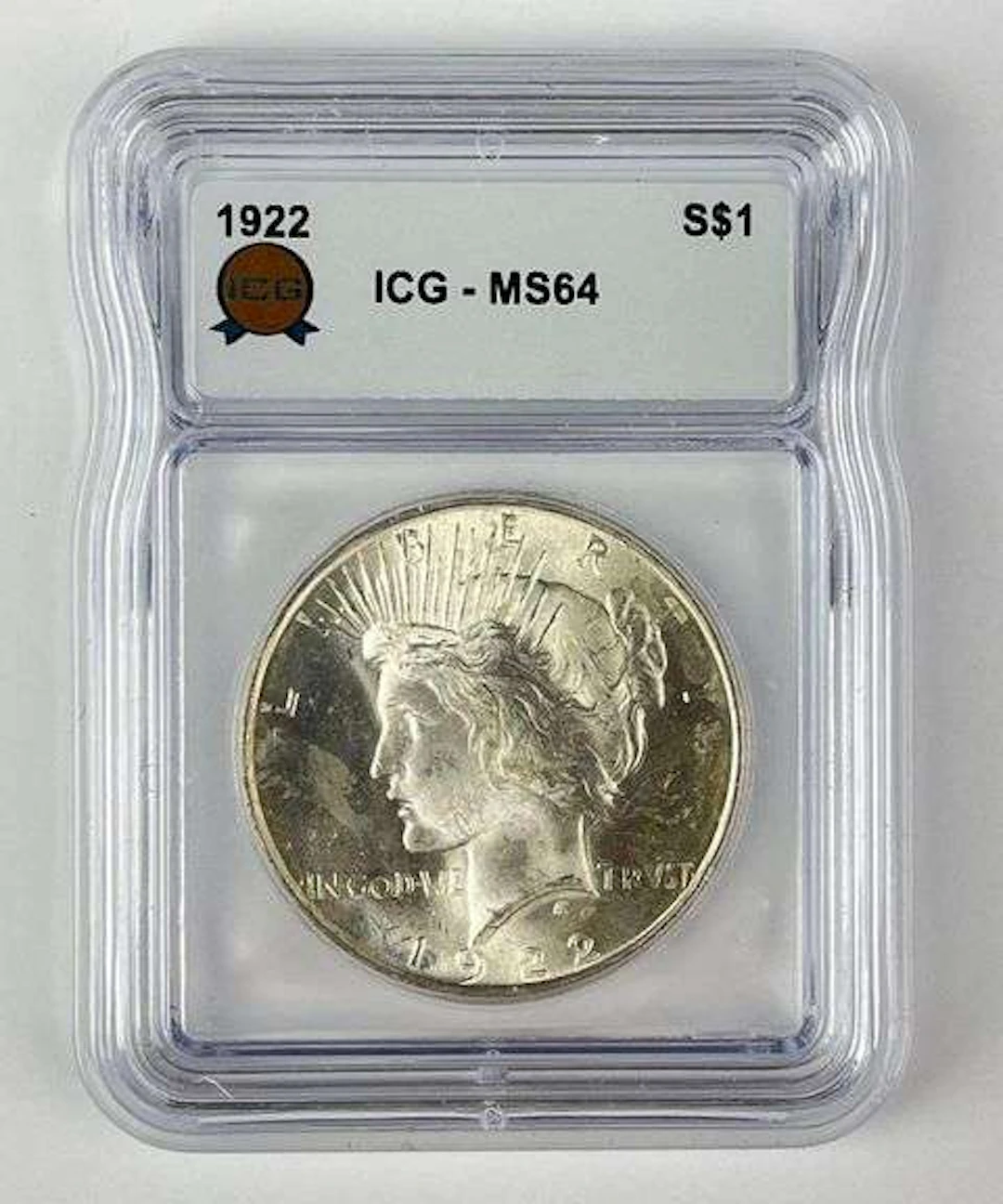 1922 US Peace Silver Dollar ICG MS64