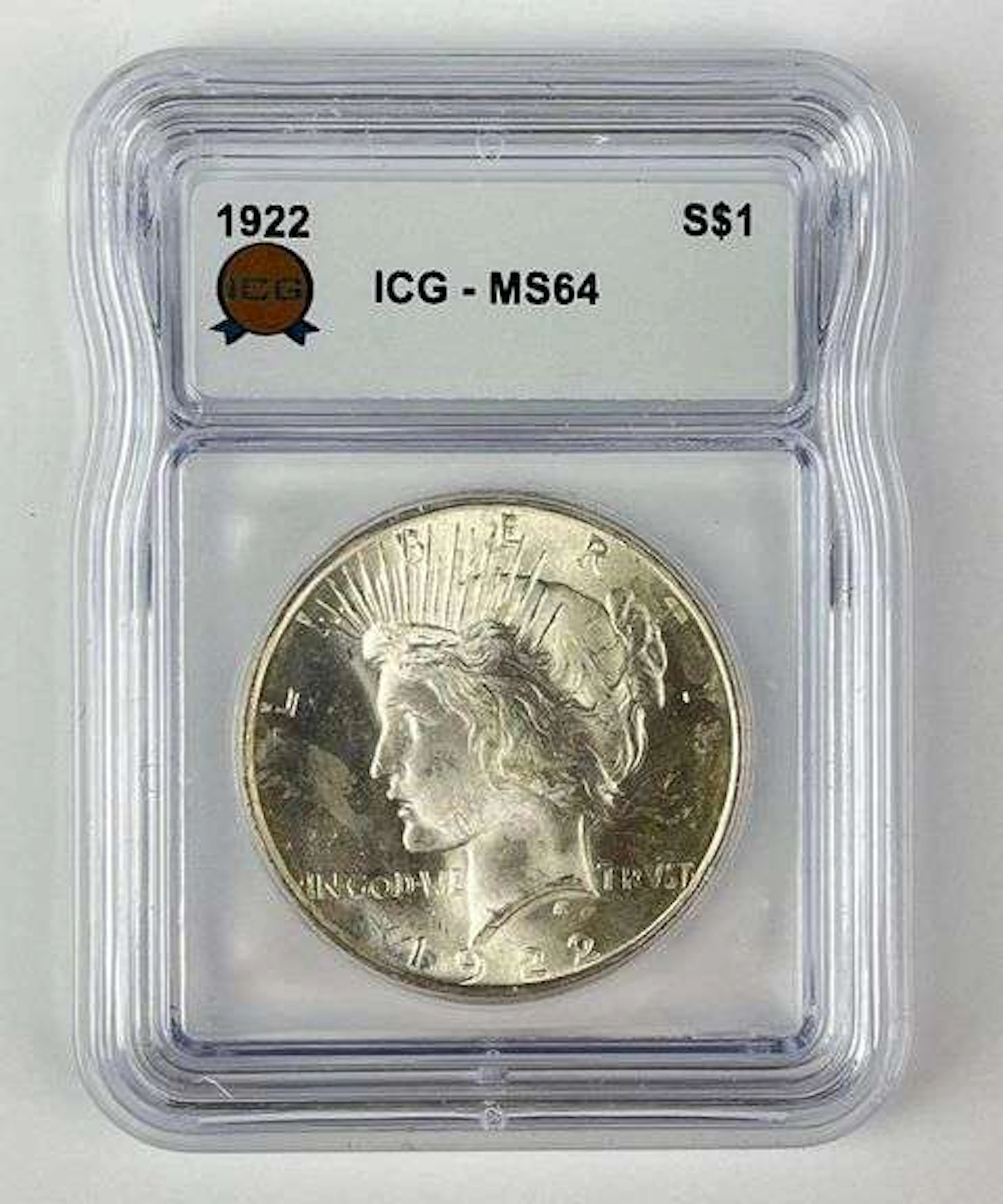 1922 US Peace Silver Dollar ICG MS64