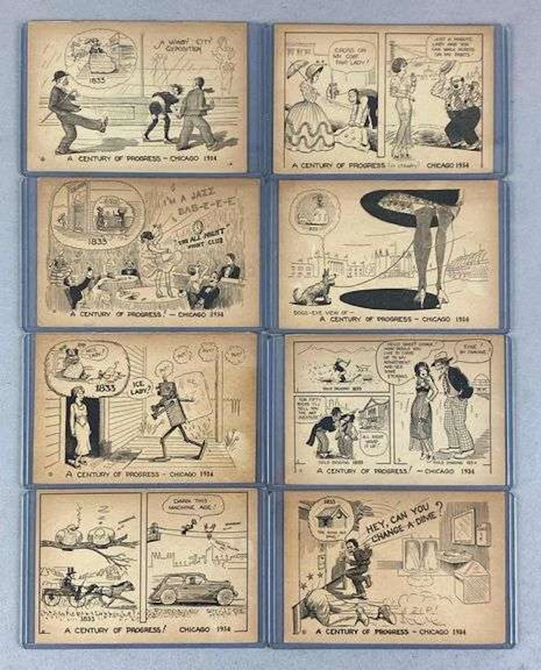 Postcards - 8 Comedy 1934 Chicago Worlds Fair