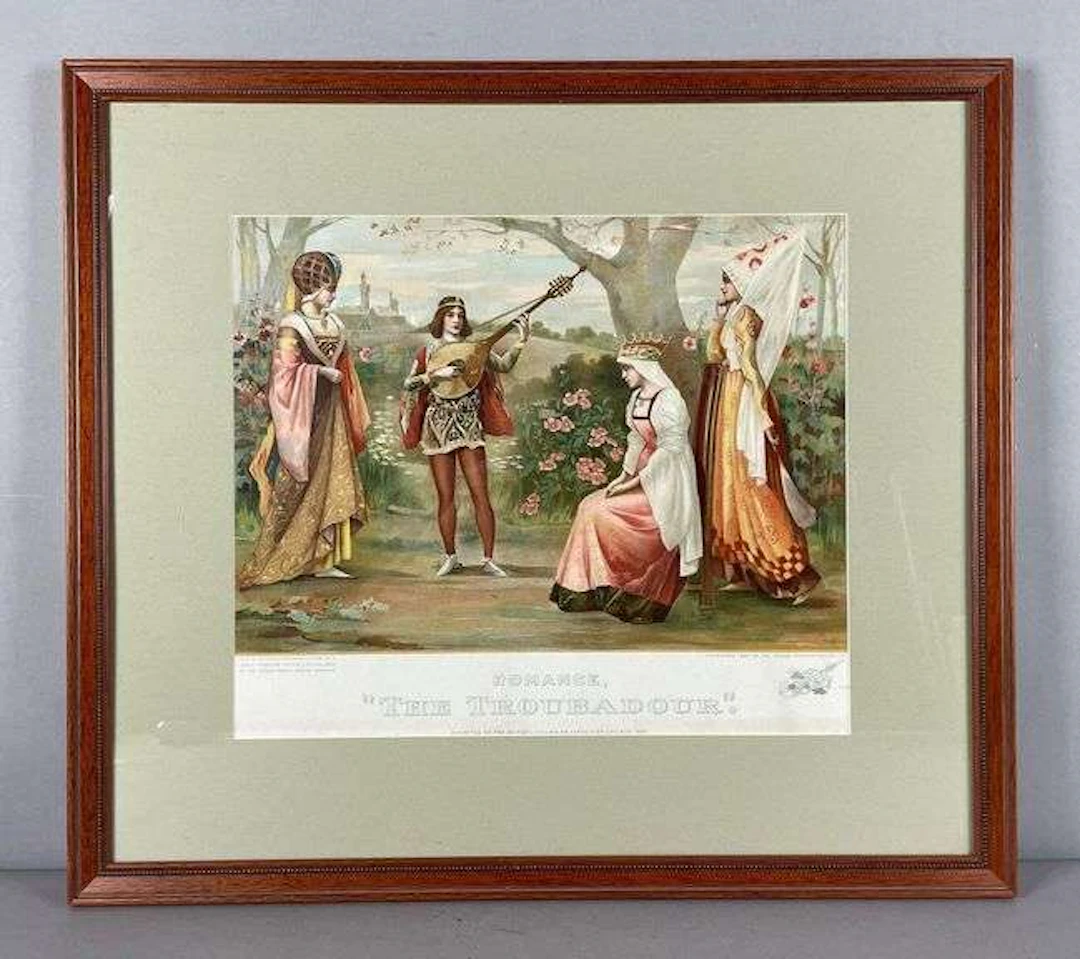 1893 Singer Co. Romance, The Troubadour Lithograph