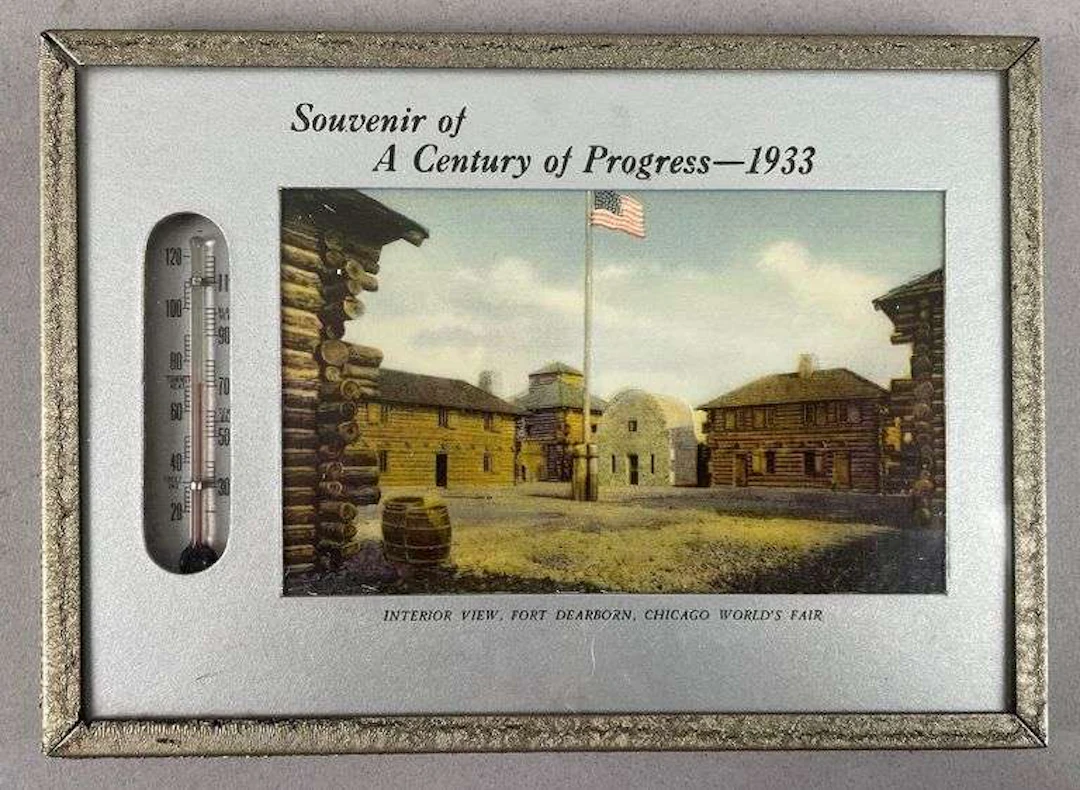 1933 Chicago Worlds Fair Souvenir Wall Thermometer