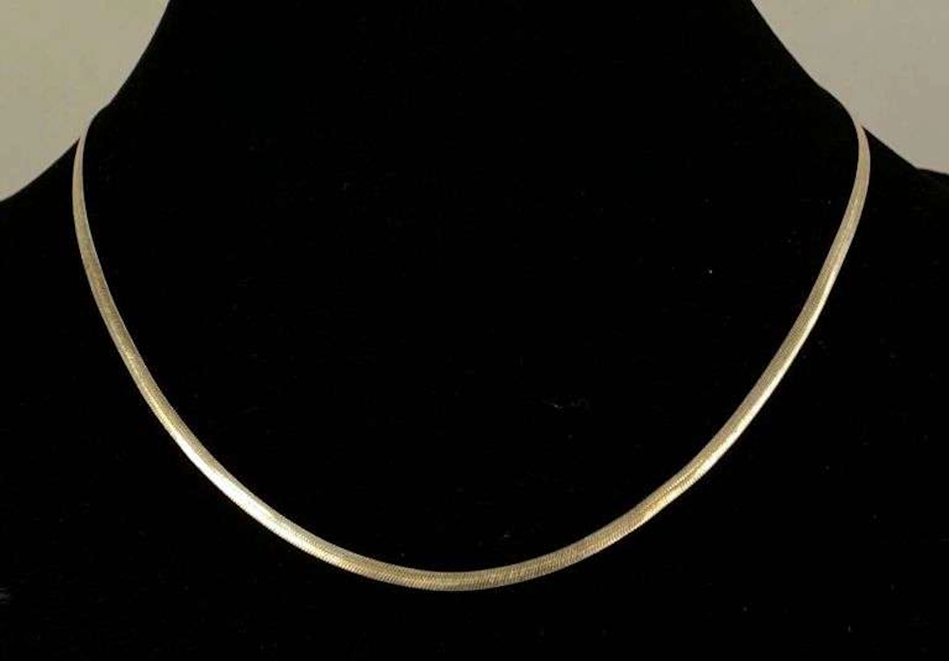 Italian Sterling Silver Flat Herringbone Link Necklace