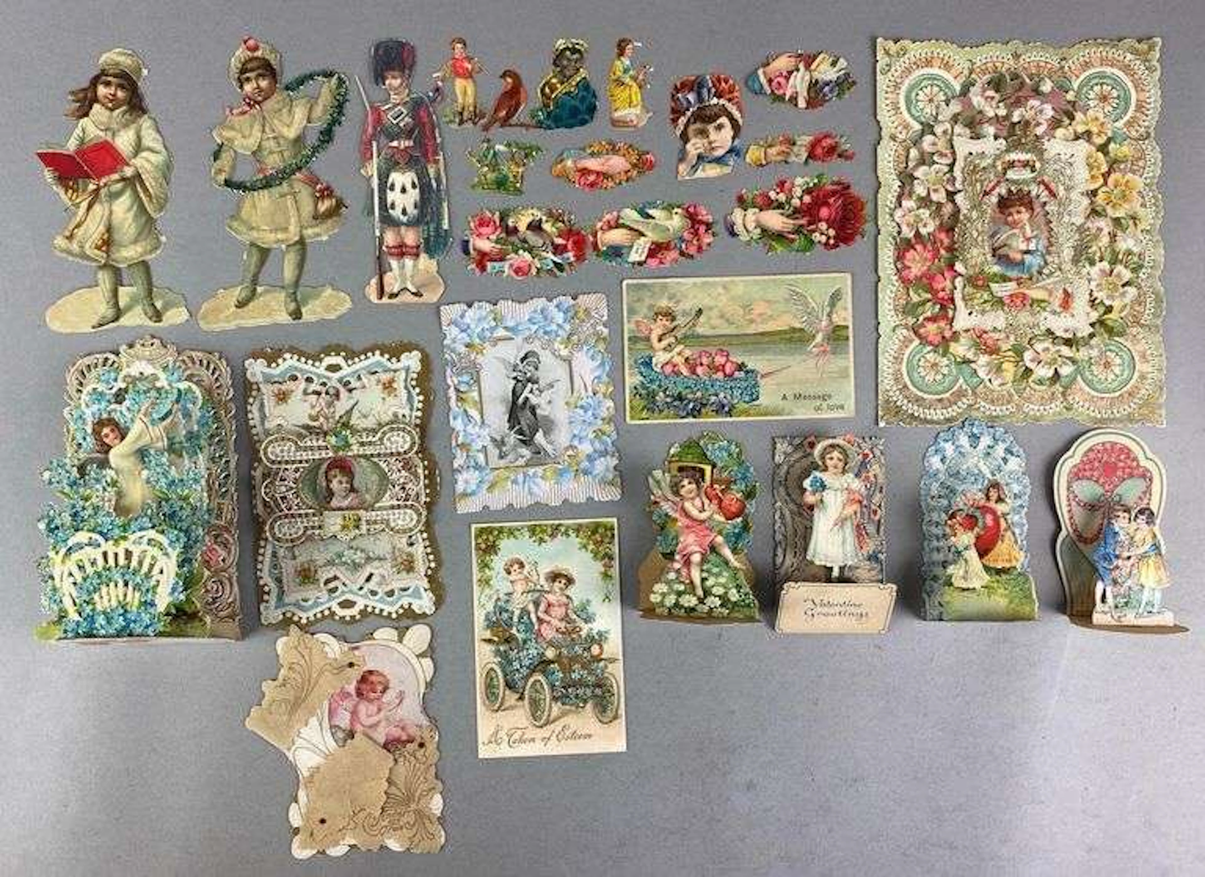 Group of Antique Die-Cut Valentines and More