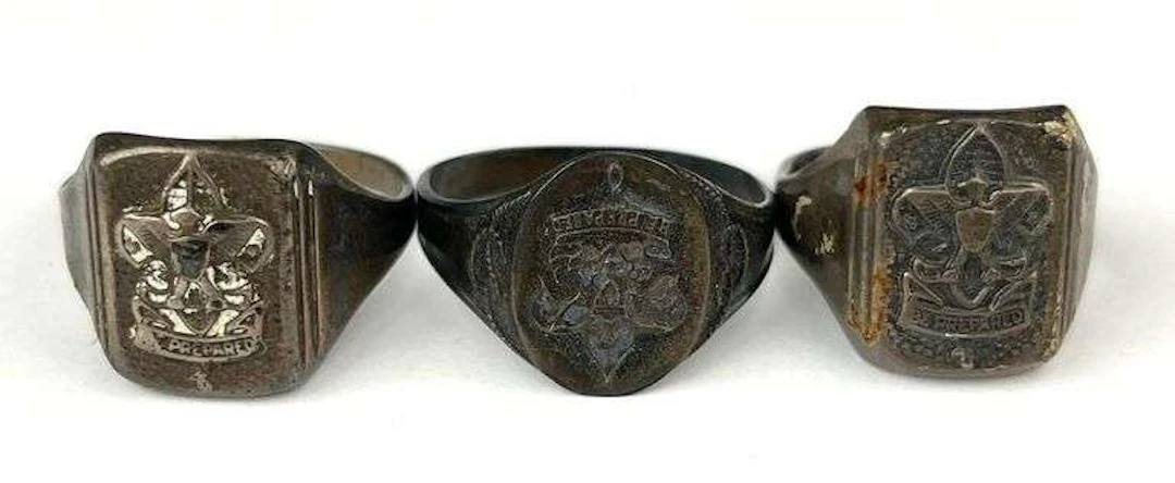 Group of 3 Vintage Boy Scouts of America .925 Sterling Silver Rings