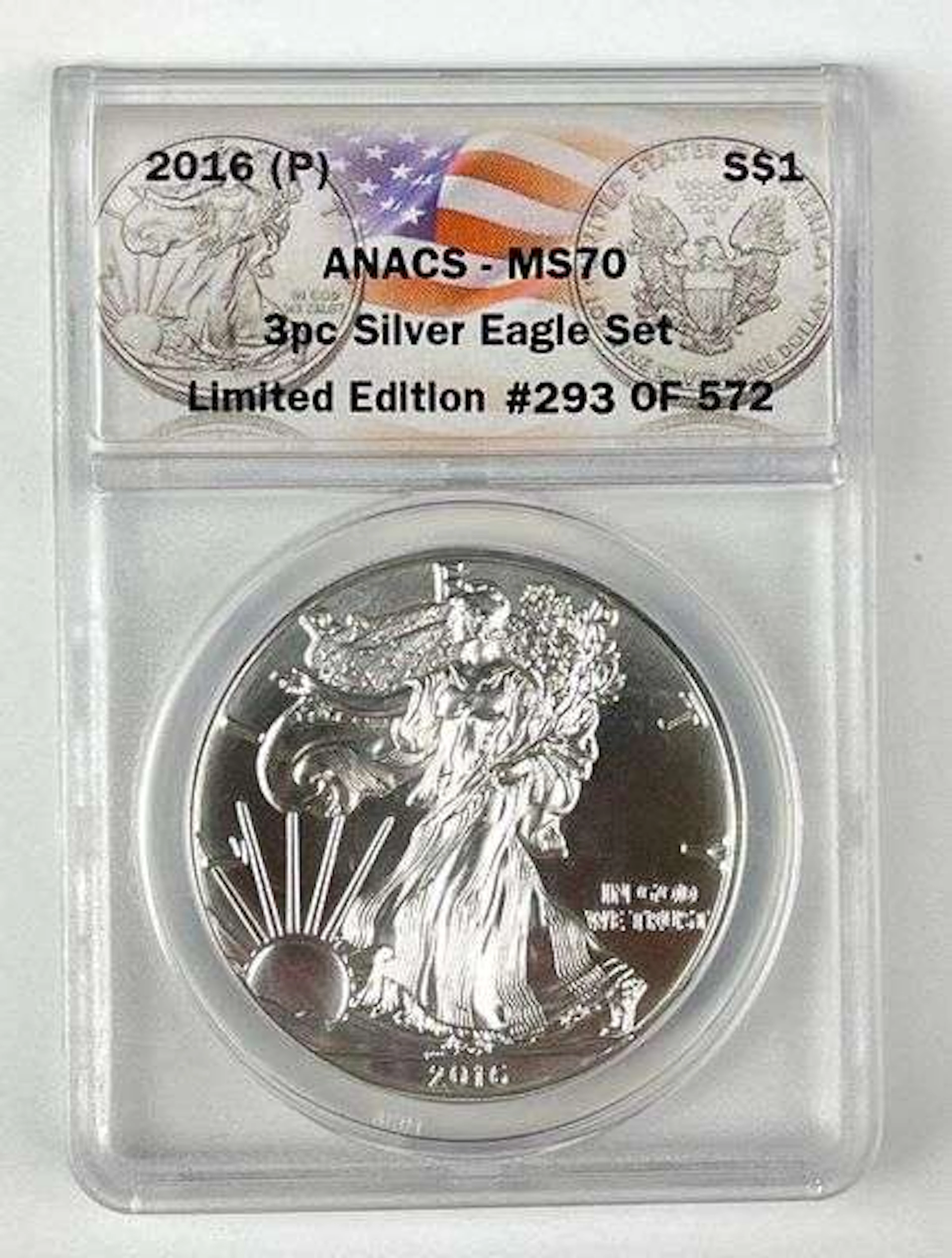 2016 P US $1 American Silver Eagle 1 oz Fine Silver Coin ANACS MS70