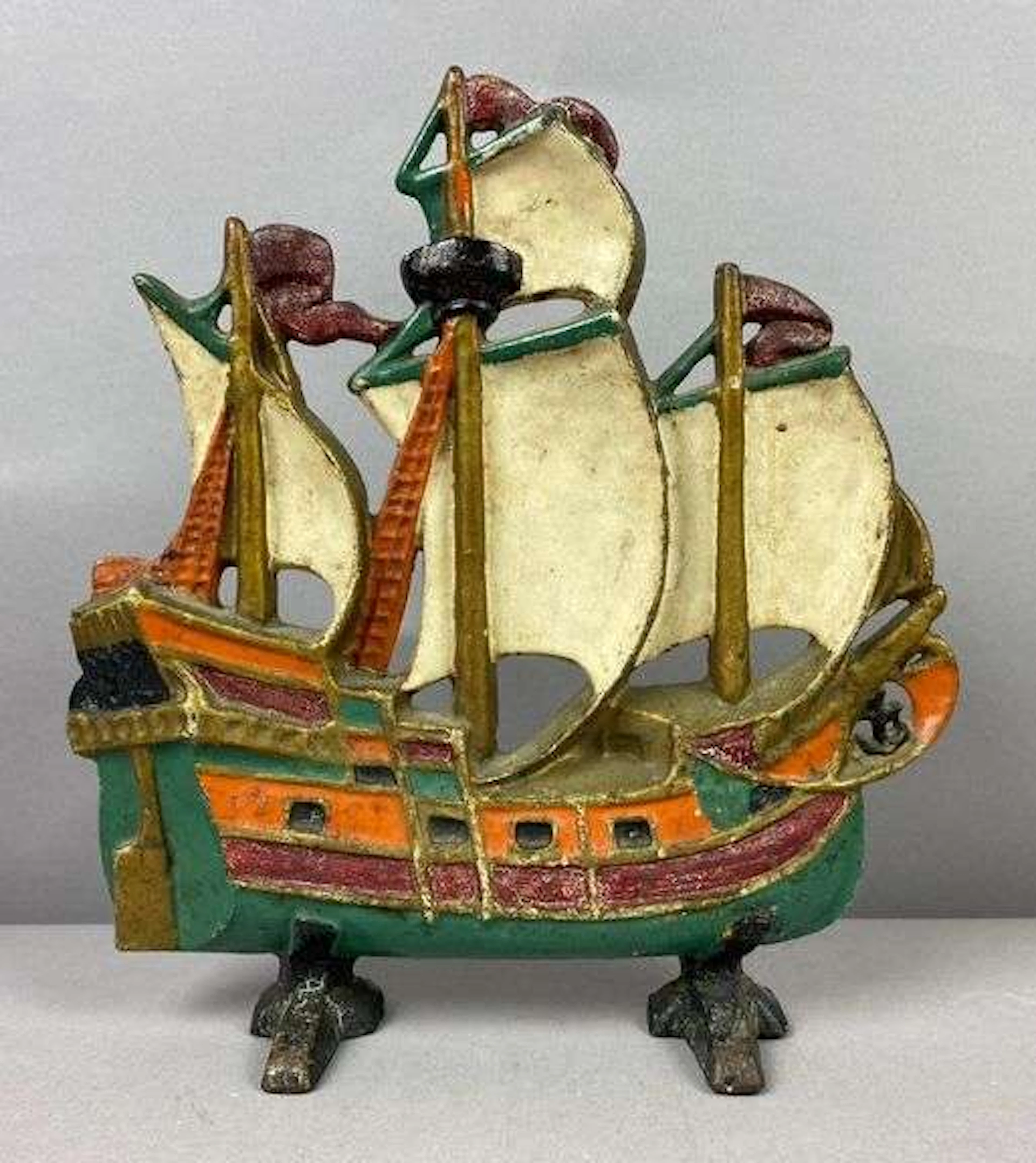 Antique 1920’s Cast-Iron Sailing Galleon Ship Doorstop