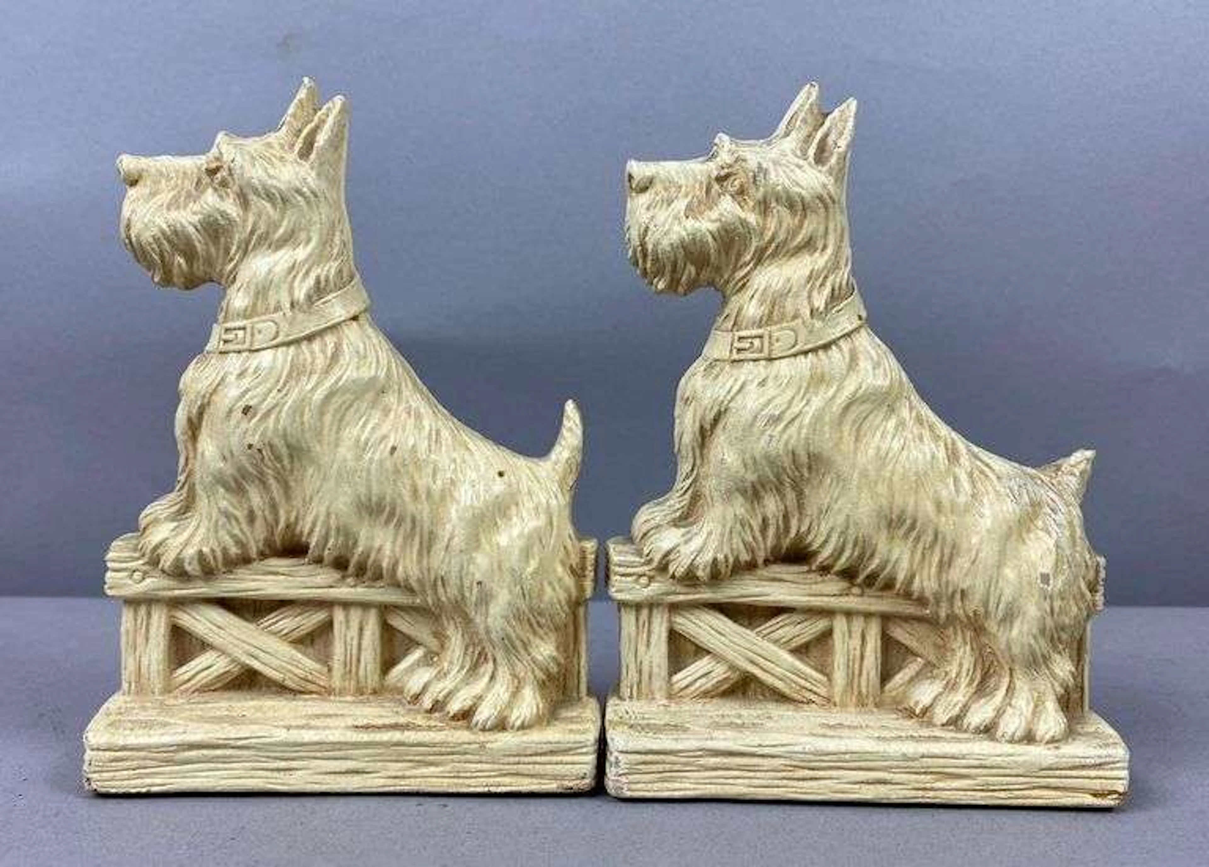 Antique 1940’s Syroco Scottie Dogs Resin Bookends