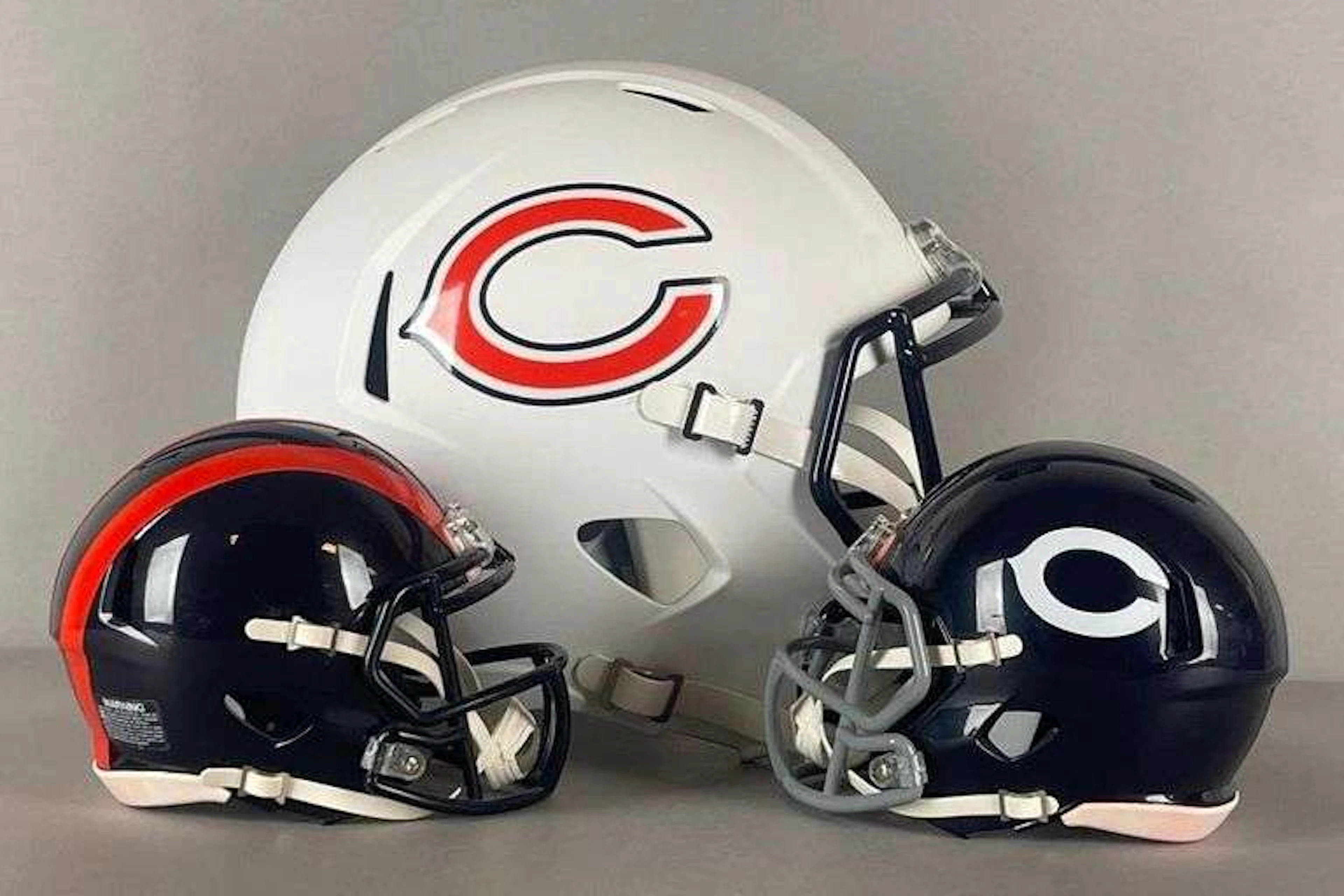 Chicago Bears Full Replica Matte White Helmet + 2 - Mini Helmets