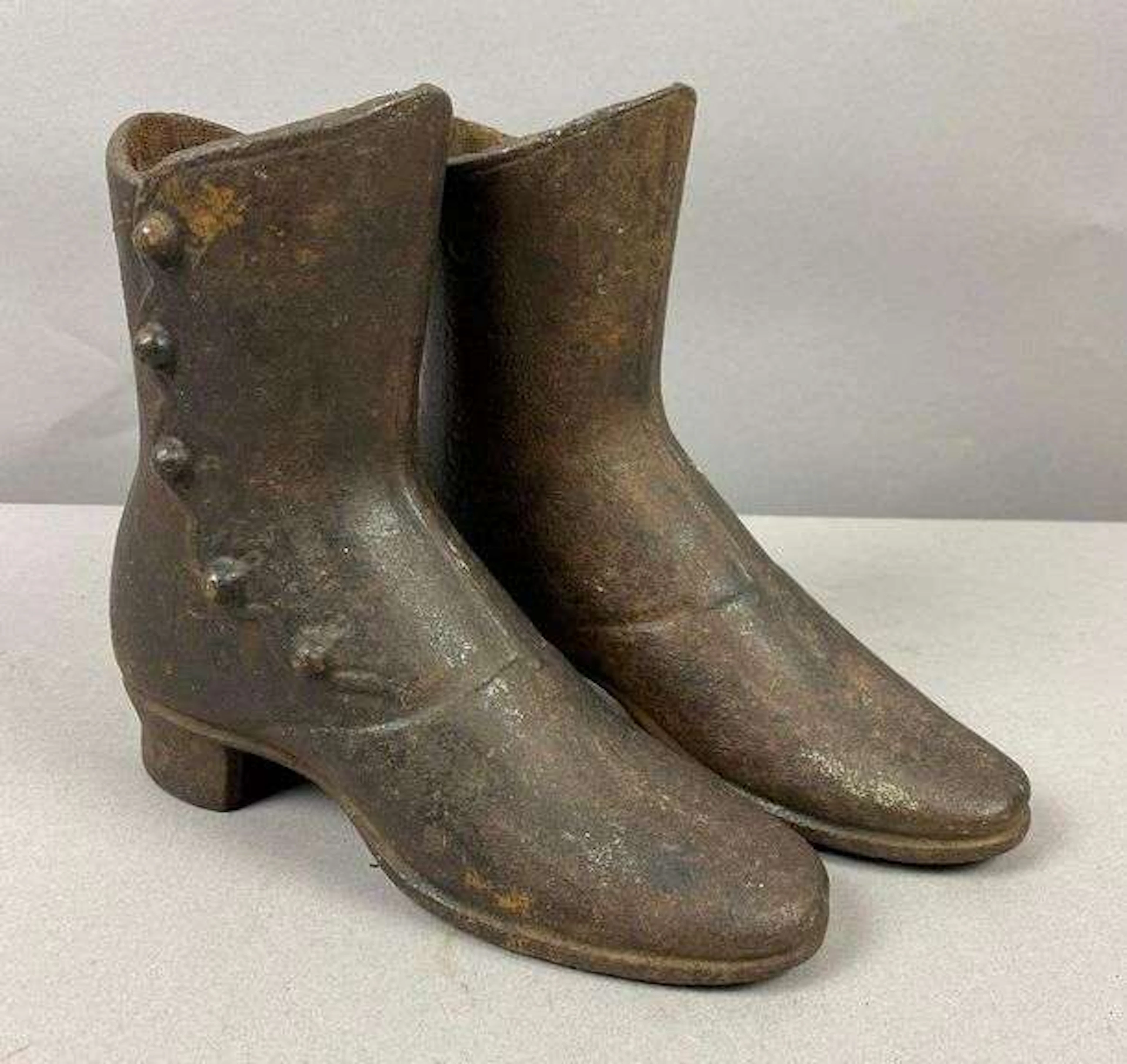 Pair of Antique Victorian Era Cast Iron Boot Doorstops