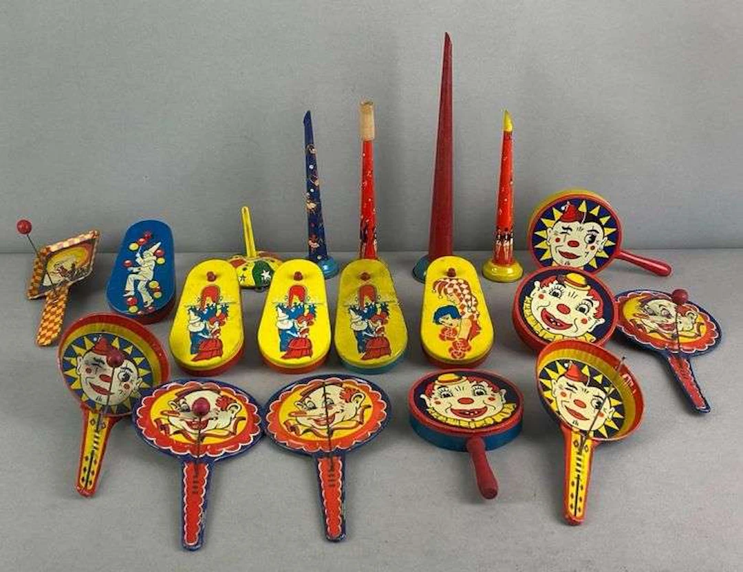 Group of Vintage Kirchof Life of the Party Tin-Litho Noisemakers