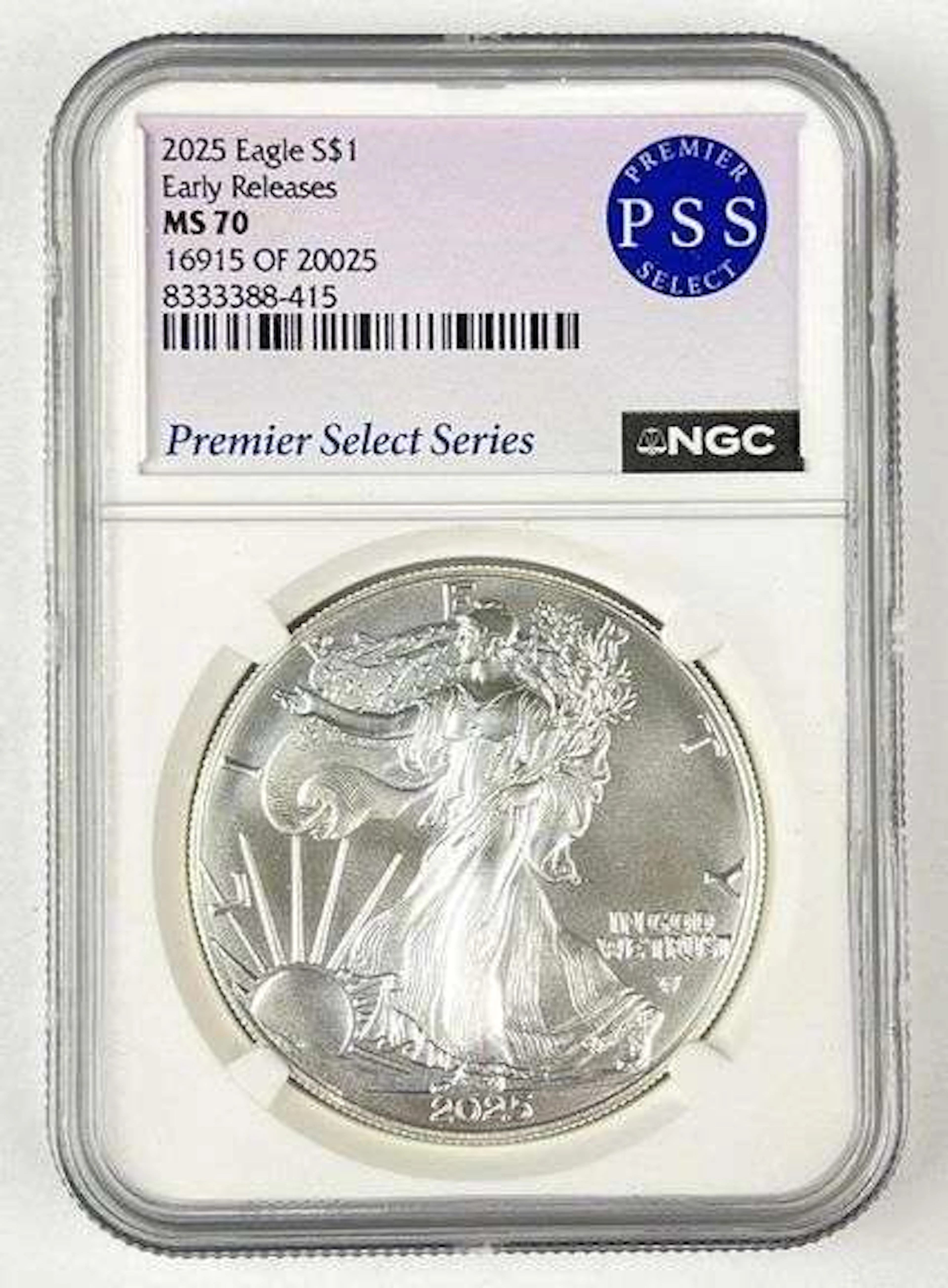 2025 US $1 American Silver Eagle 1 oz Fine Silver Coin NGC MS70