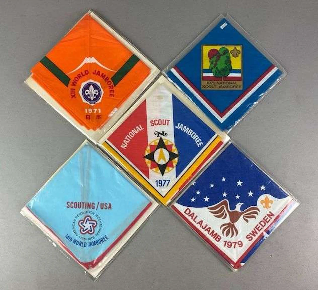 Group of 5 1970s BSA Jamboree Neckerchiefs