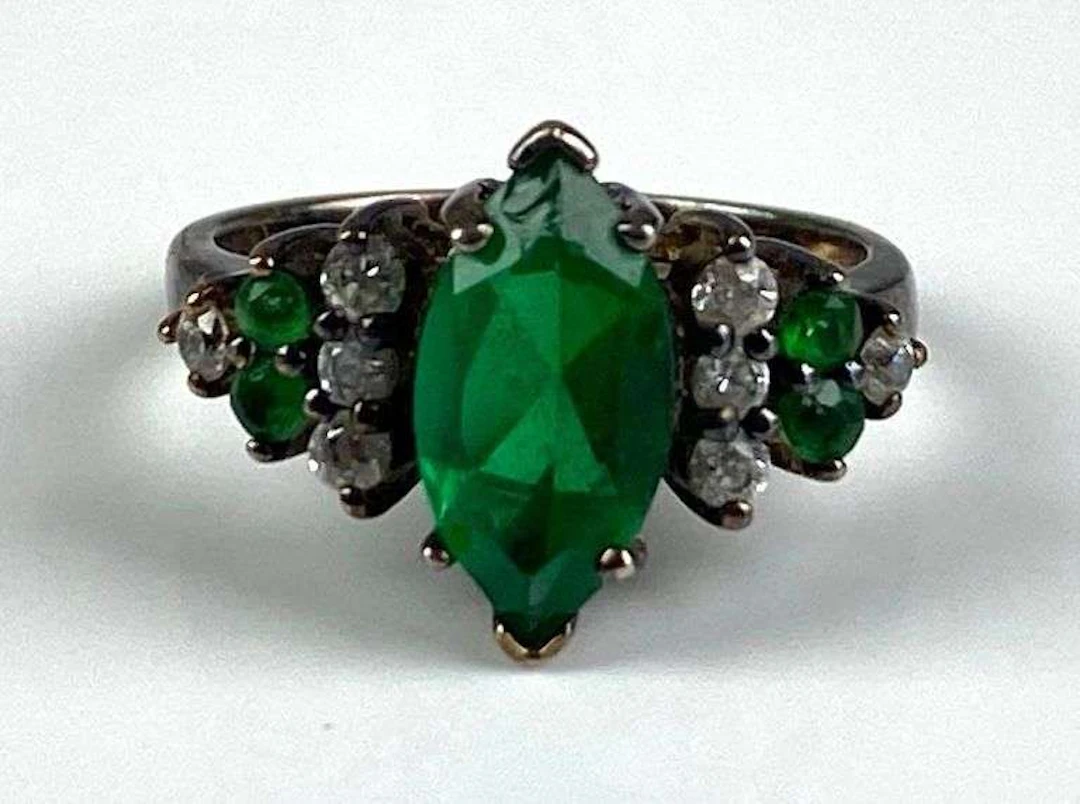 Signed Sterling Silver Rhinestone Ring