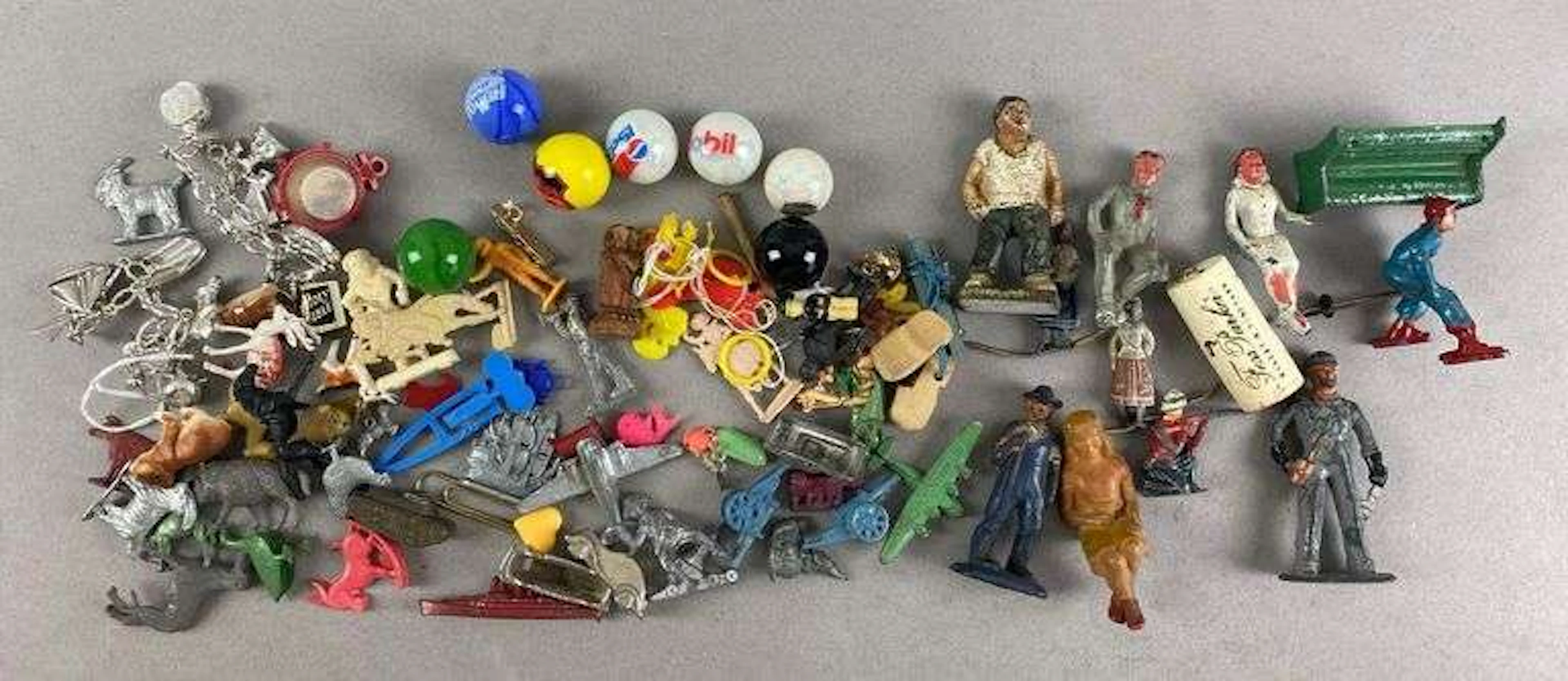Group of Advertising Glass Marbles and Trinkets