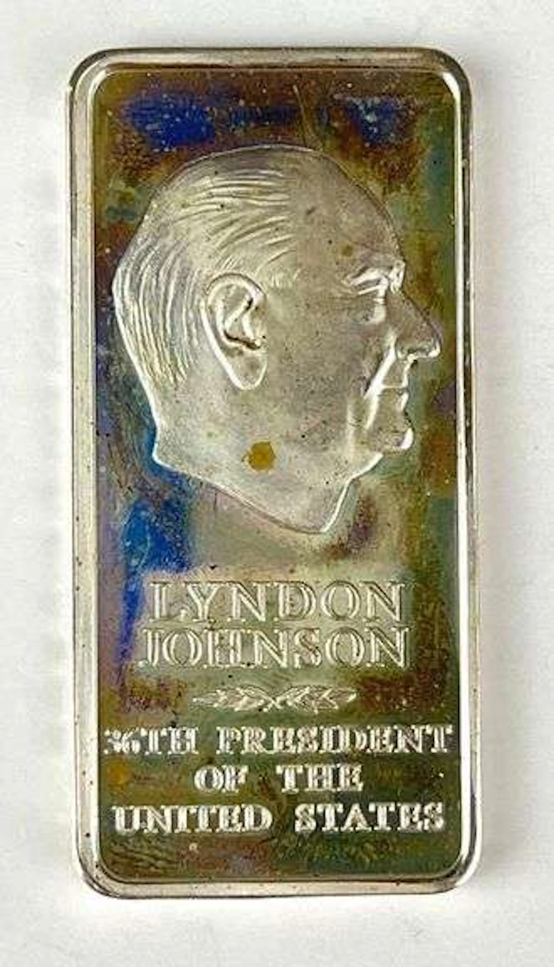 1976 Danbury Mint Lyndon Johnson 1 oz Sterling Silver Ingot/ Bar