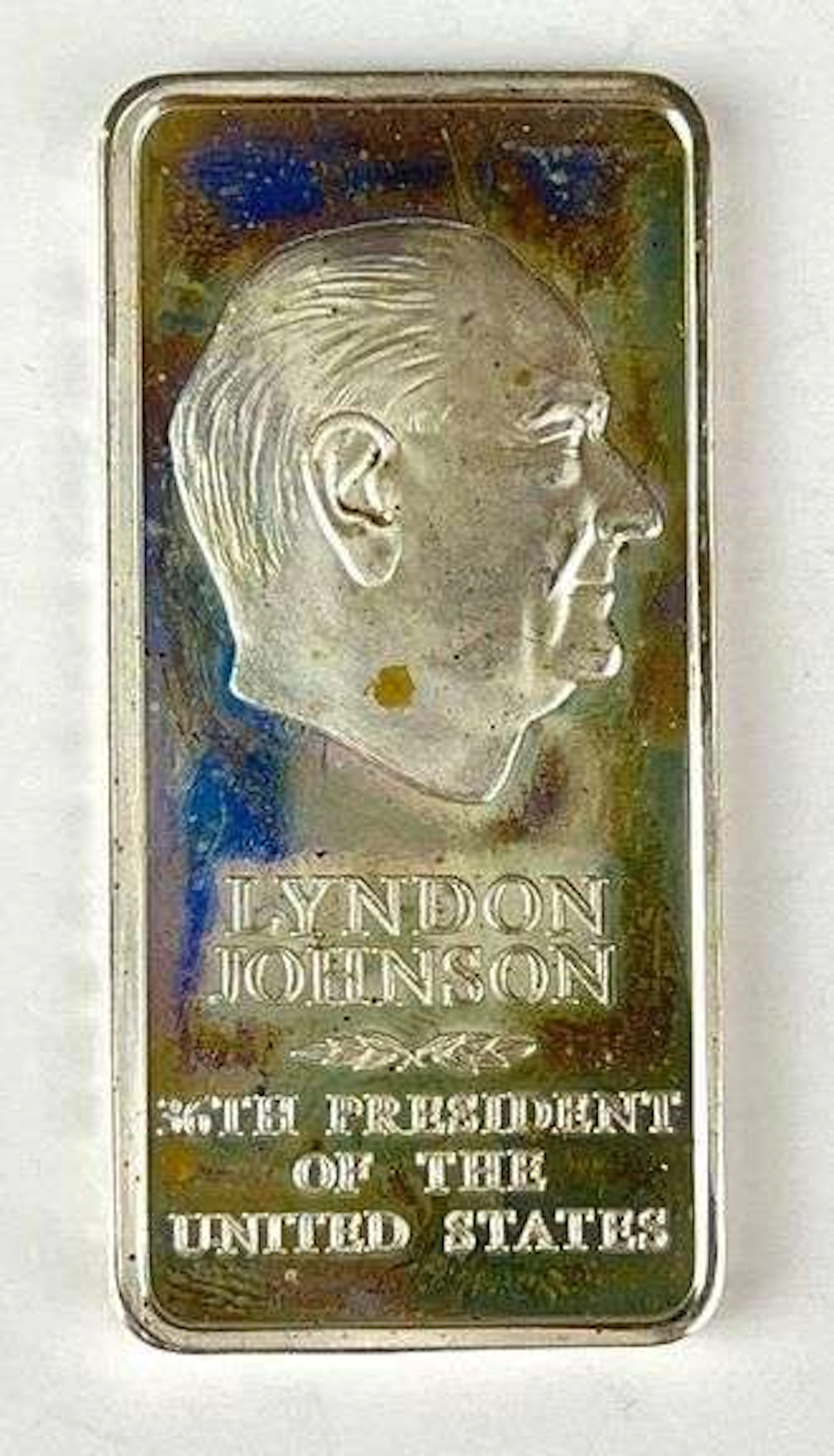 1976 Danbury Mint Lyndon Johnson 1 oz Sterling Silver Ingot/ Bar