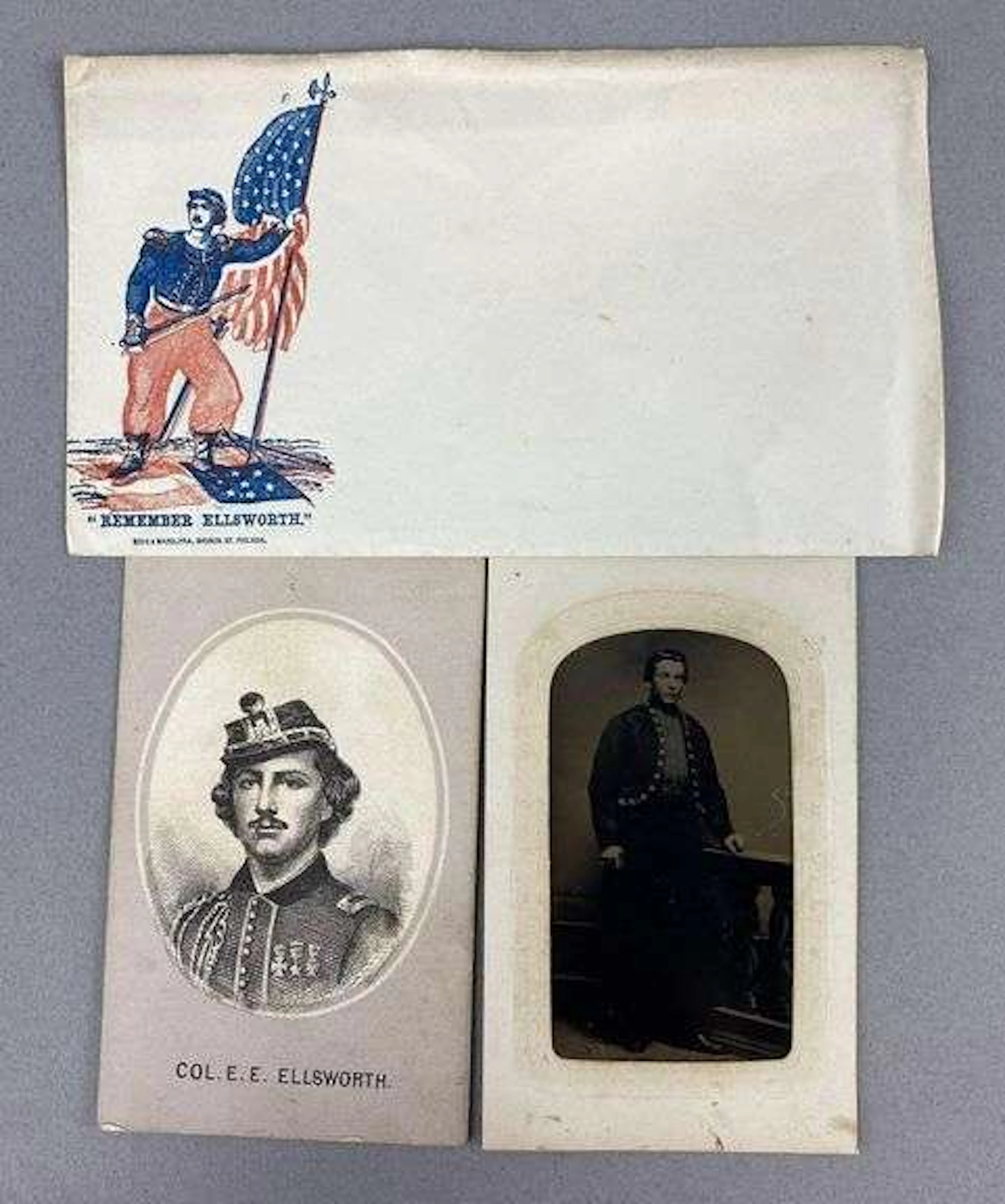 Civil War Elmer Ellsworth CDV Patriotic “Remember Ellsworth” Envelope and More