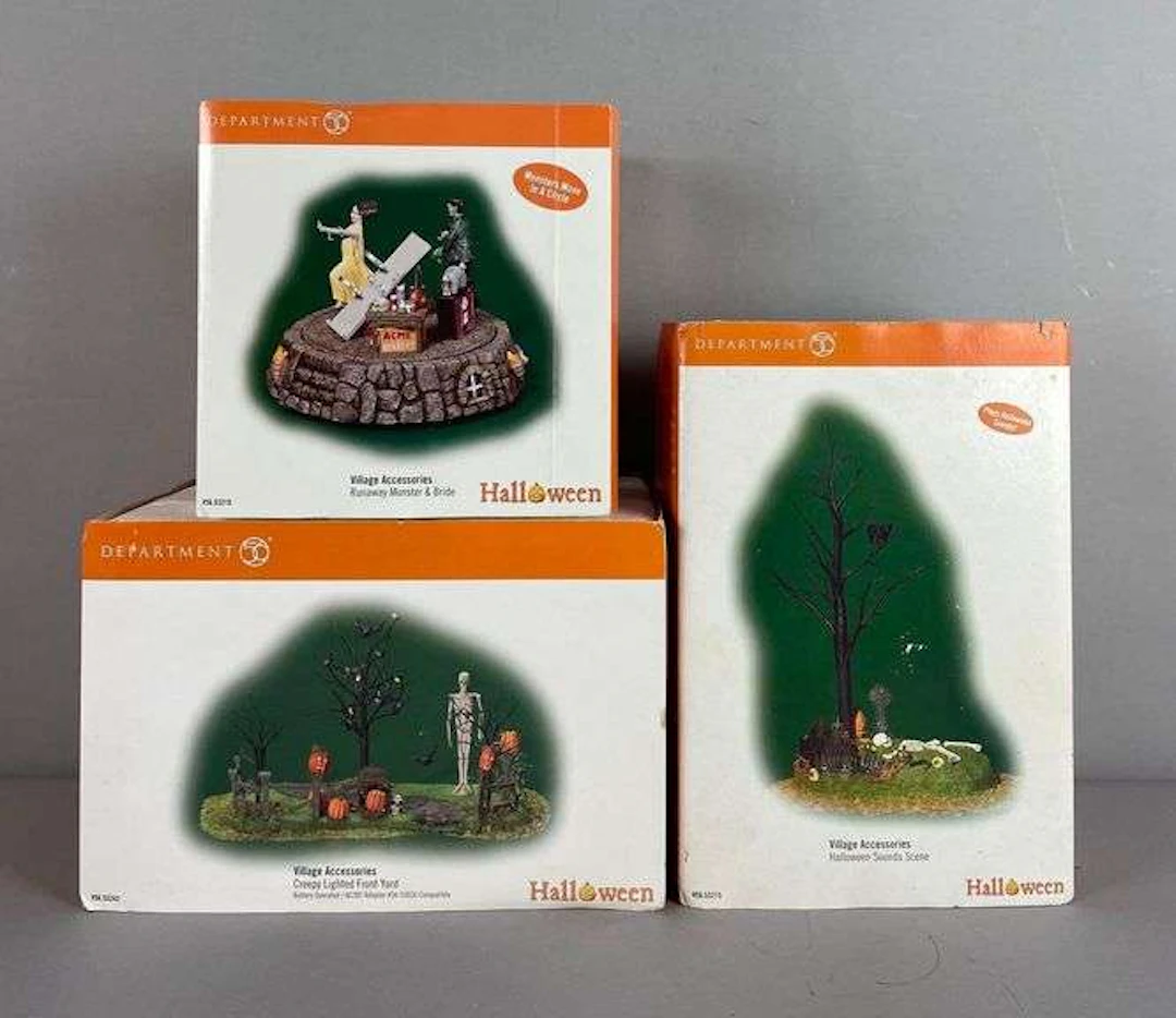 Group of Department 56 Halloween Village Accessories