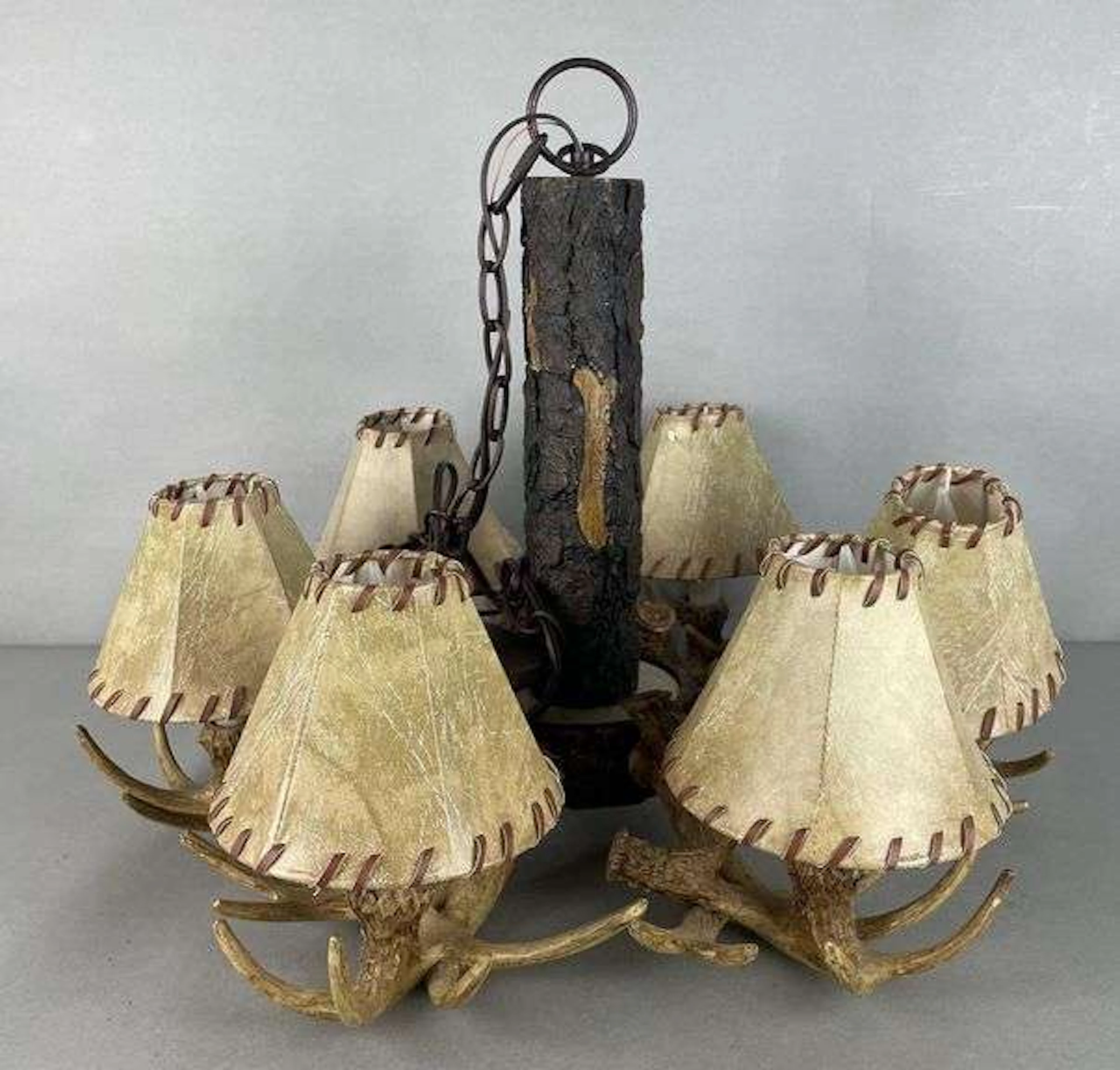 NO SHIPPING AVAILABLE Damaged Vaxcel Lodge 6 Light Antler Chandelier