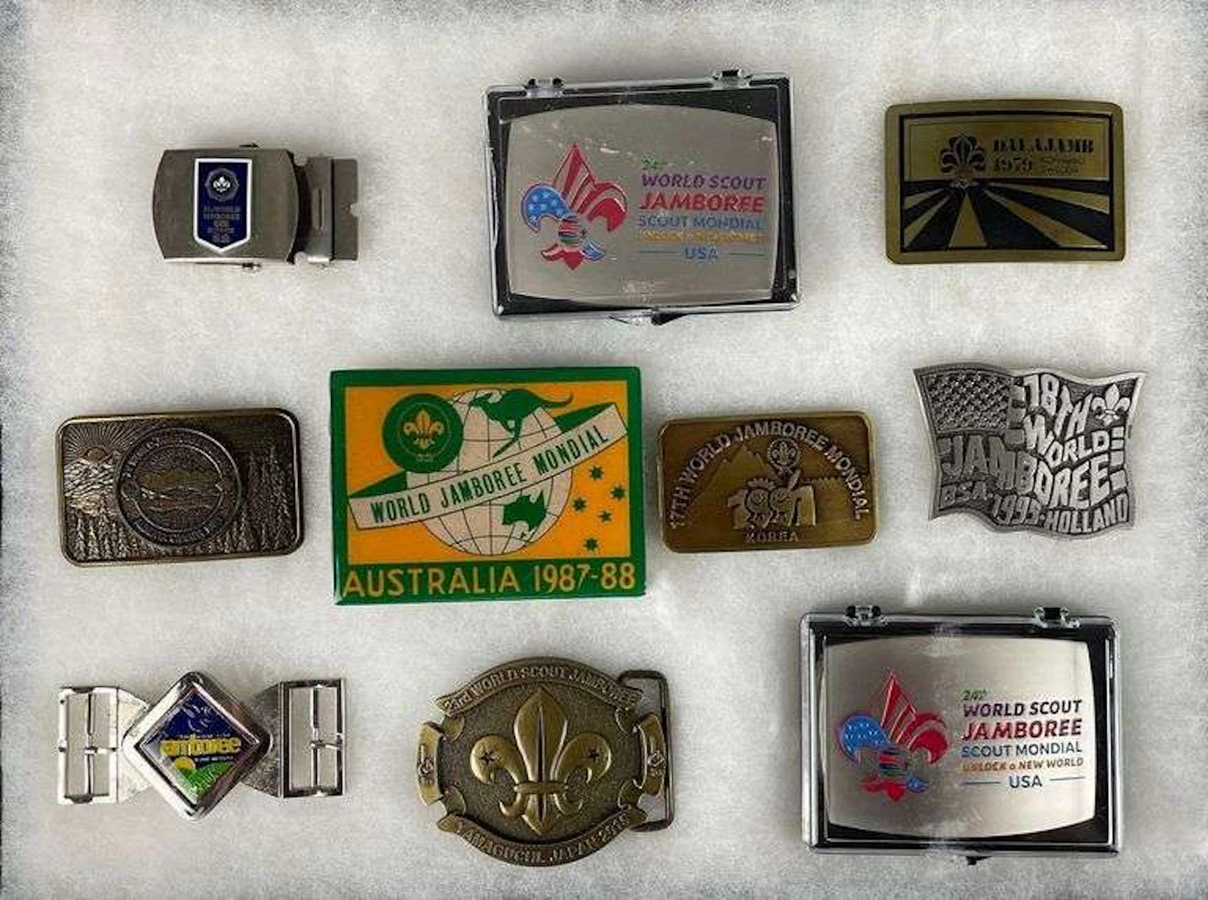Group of Boy Scouts World Jamboree Belt Buckles
