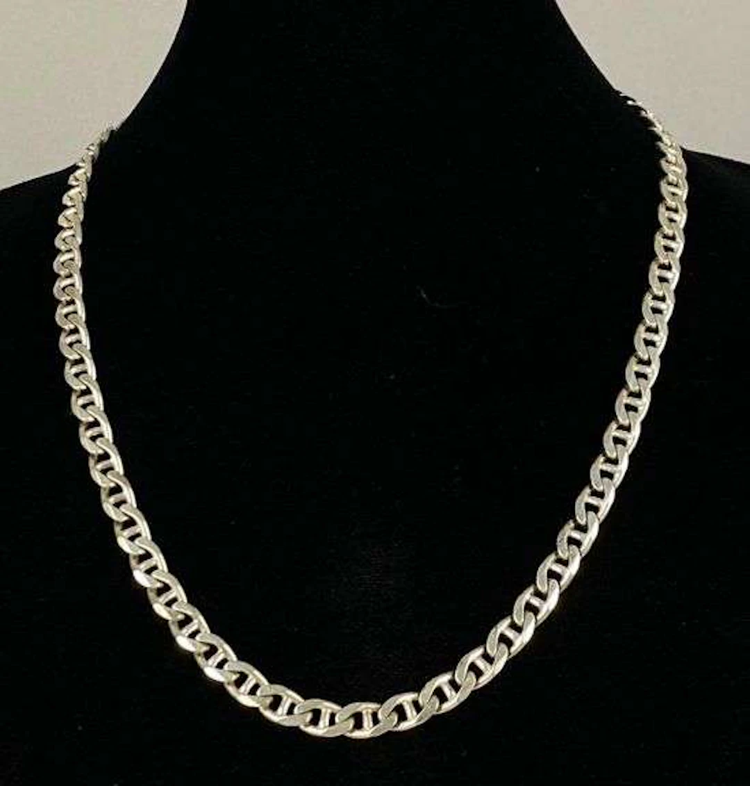 Italian Sterling Silver Boat Link Chain Necklace