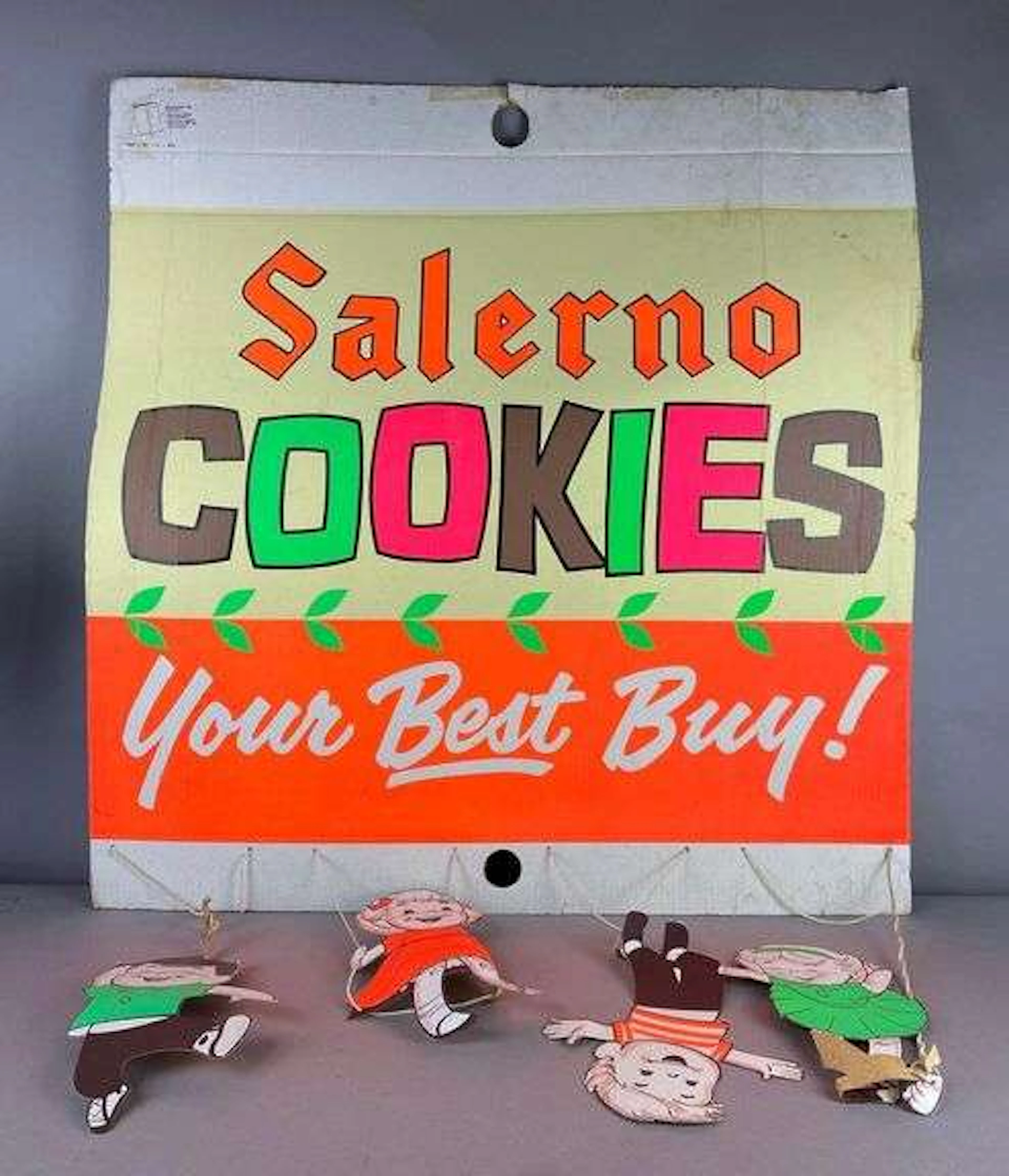 Vintage Grocery Store Salerno Cookies Cardboard Advertising Sign