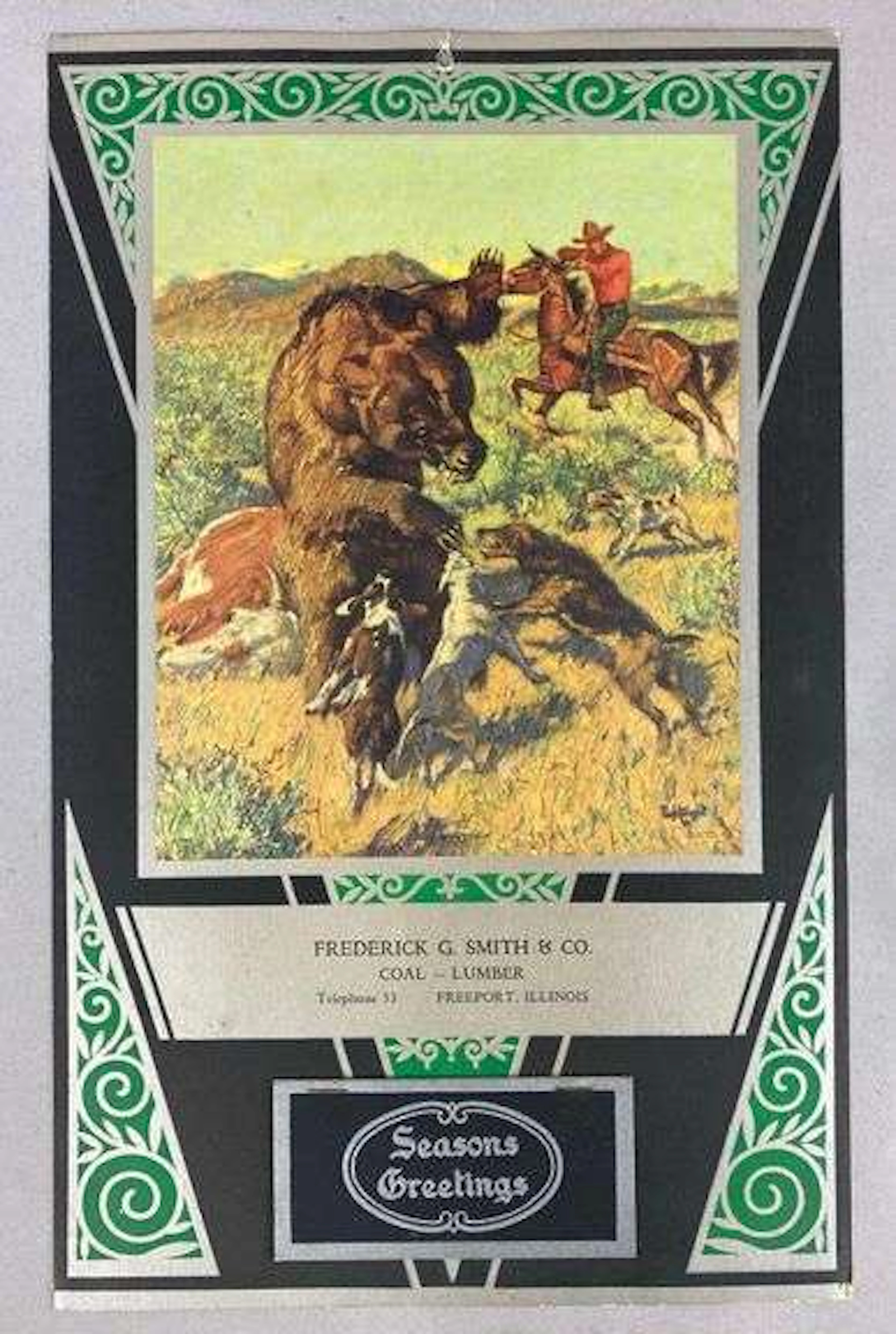 Antique 1933 Frederick G. Smith and Co “ The Finish Fight” Lithograph Calendar