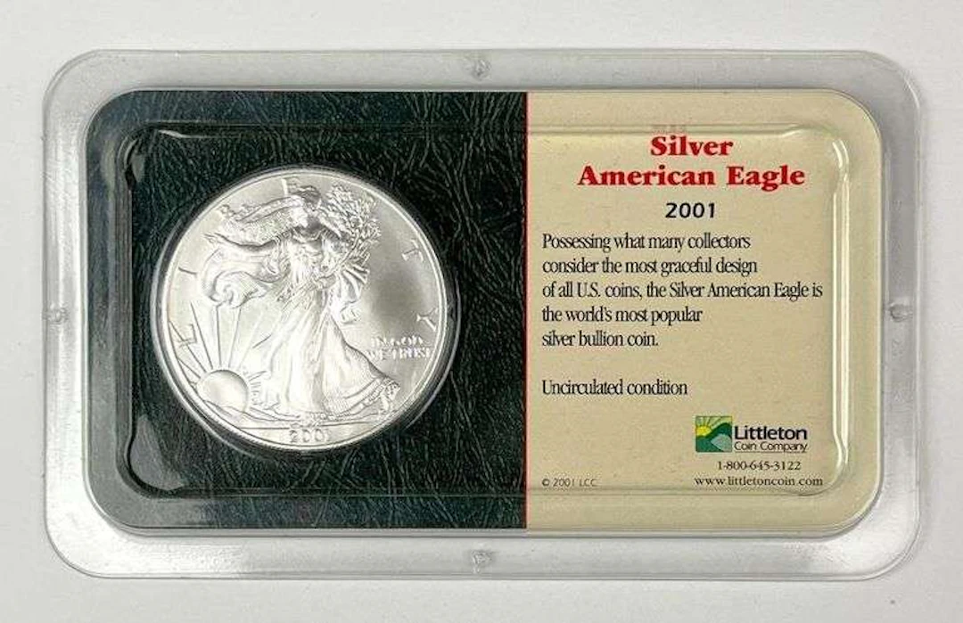 2001 US $1 American Silver Eagle 1 oz Fine Silver Coin