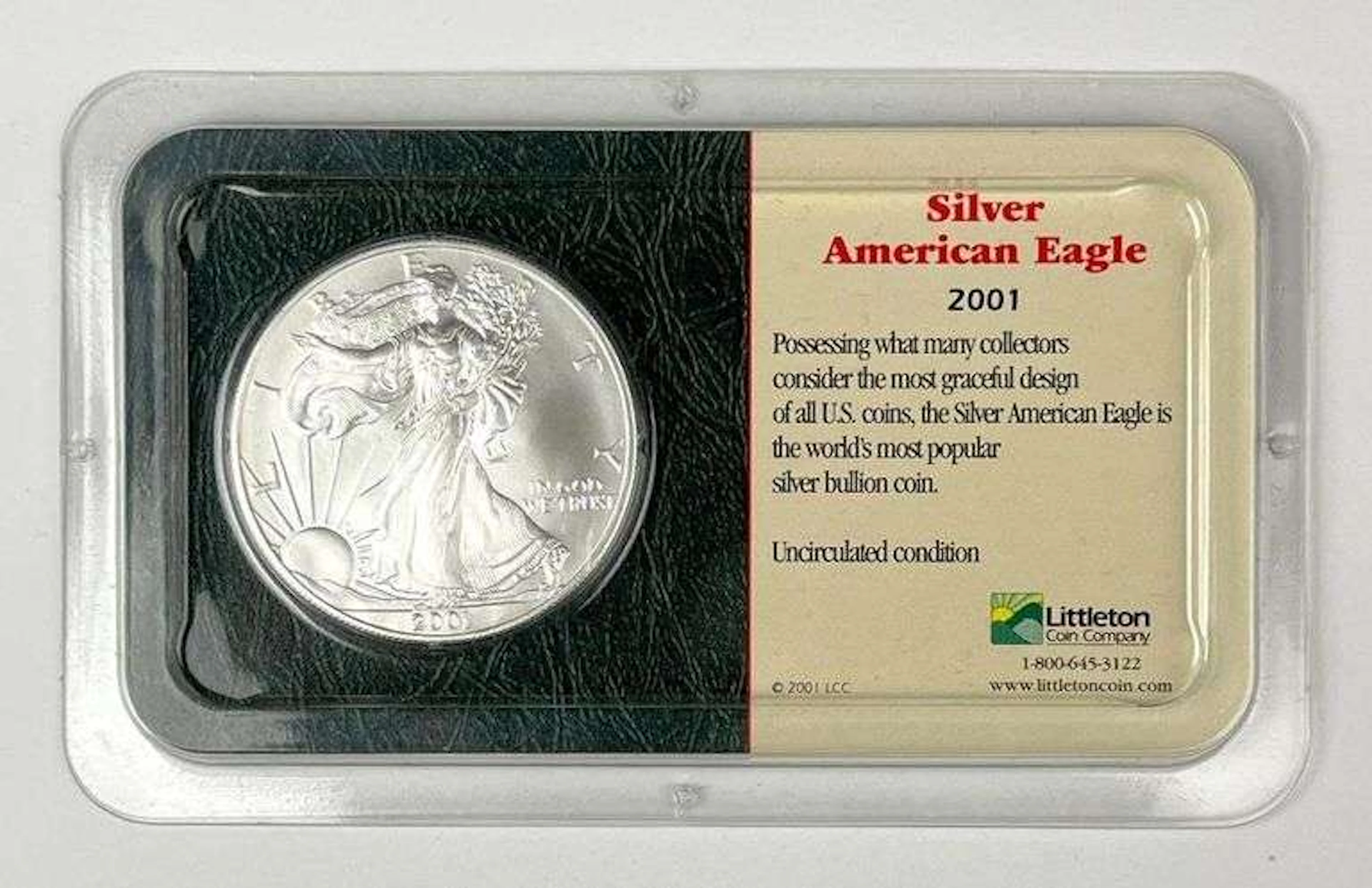 2001 US $1 American Silver Eagle 1 oz Fine Silver Coin