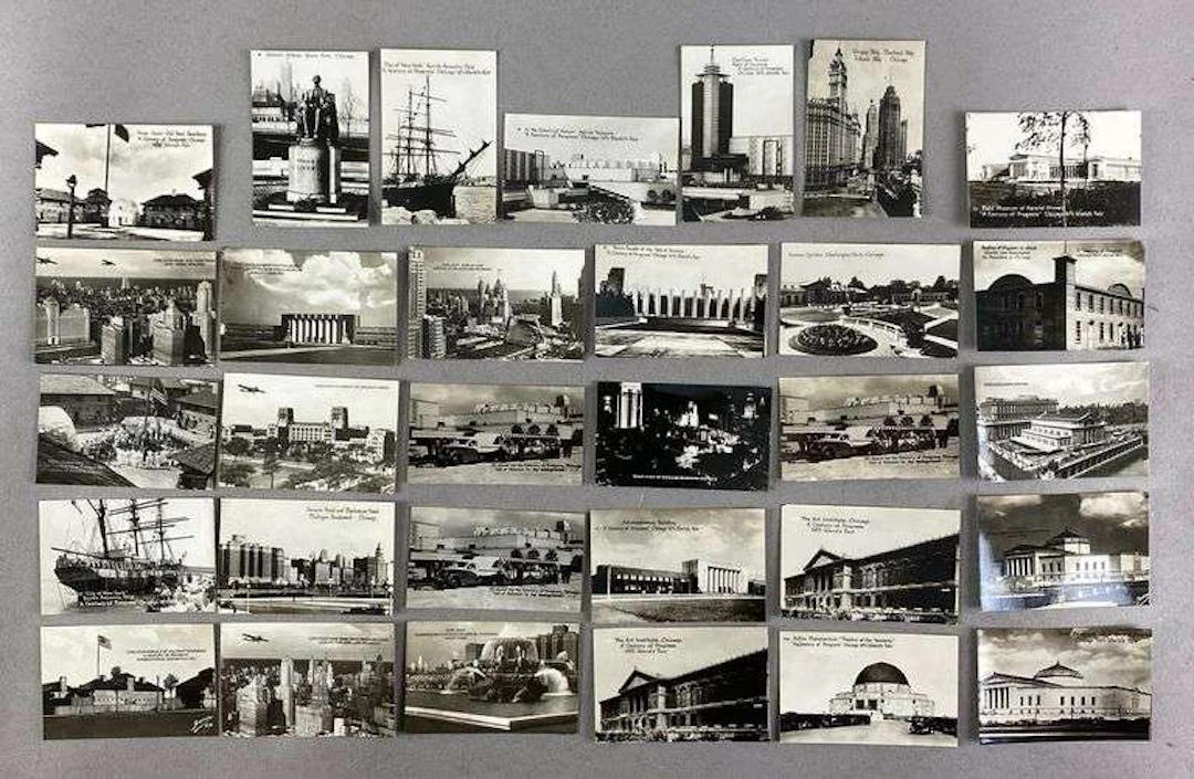 Group of 31 1933 Chicago Worlds Fair Photograph Cards