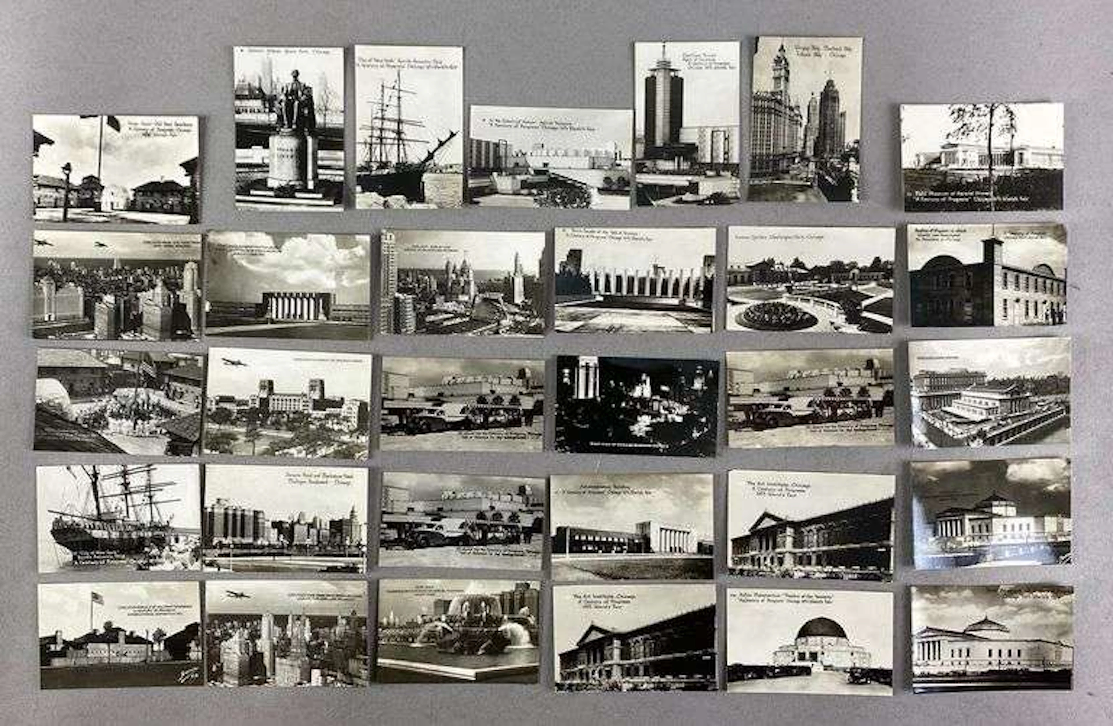 Group of 31 1933 Chicago Worlds Fair Photograph Cards