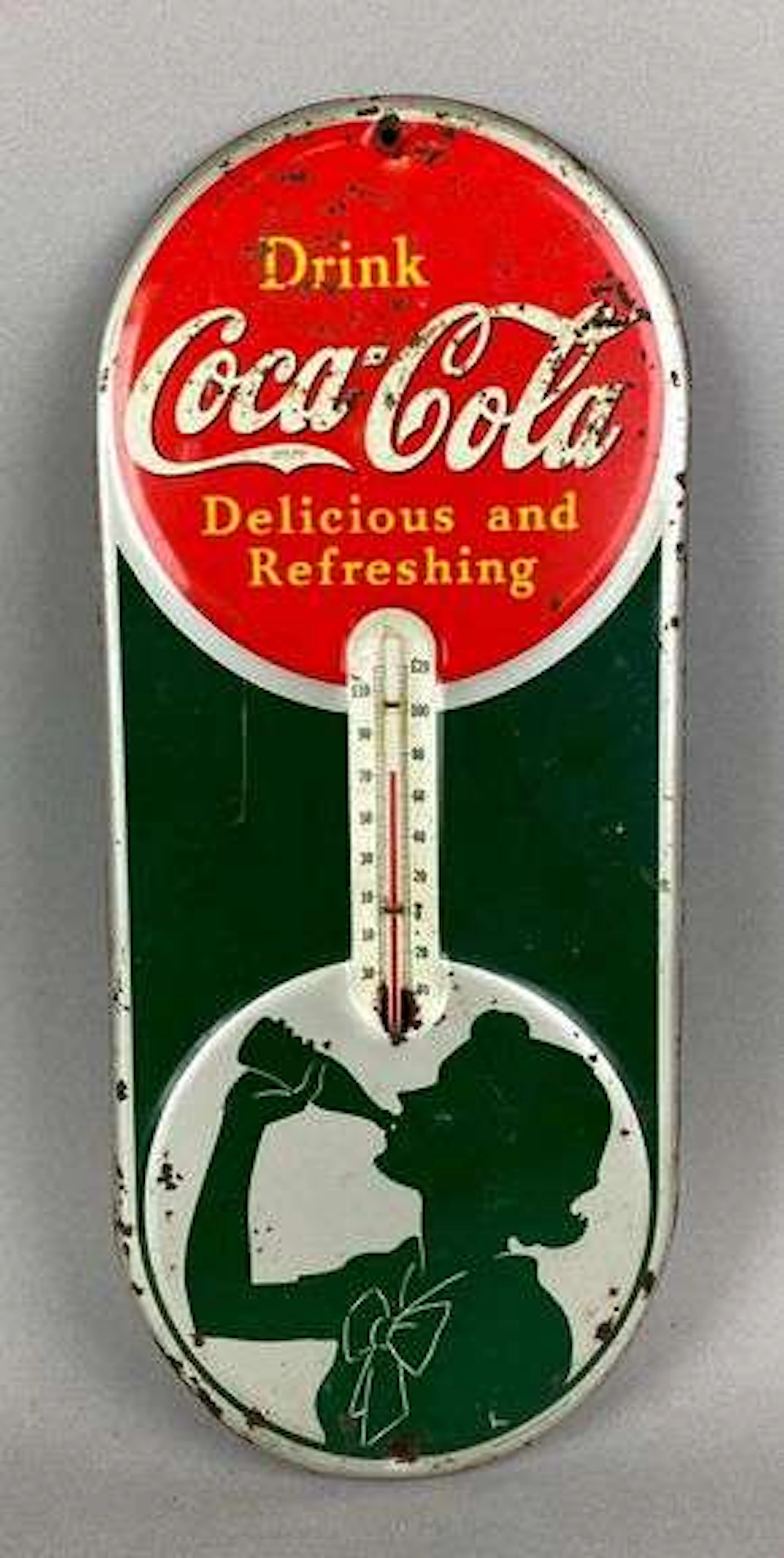 Antique 1939 Coca Cola Advertising Thermometer