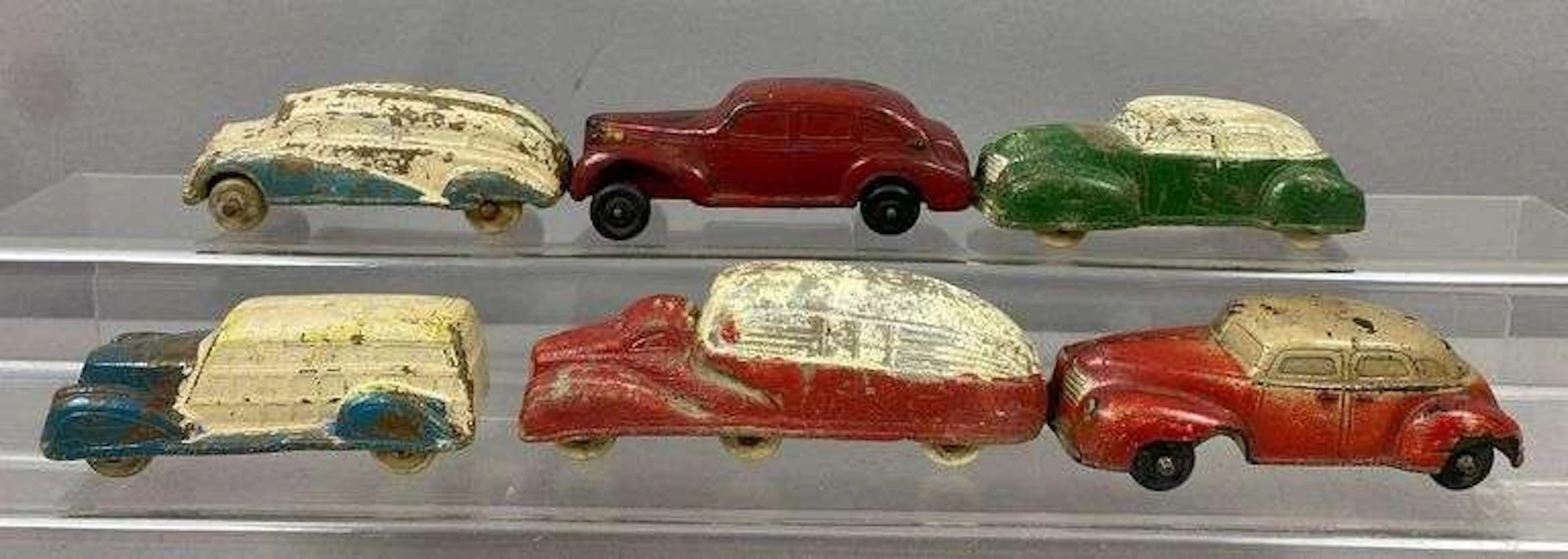 Group of 6 Antique 1930’s Sun Rubber Co. Rubber Cars
