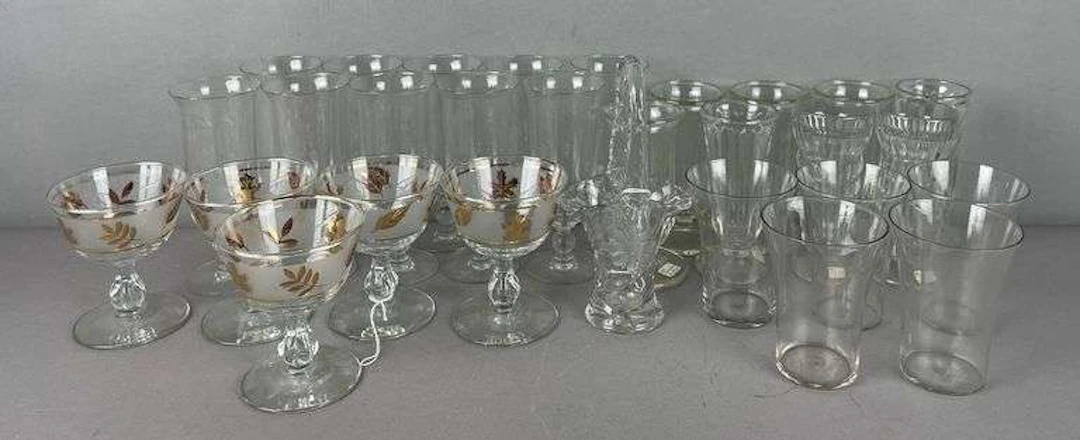 Group of Vintage Parfait / Ice Cream Glasses and More