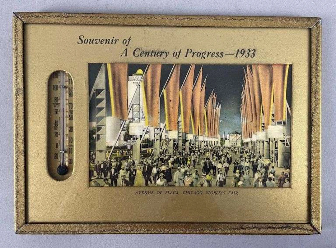 1933 Chicago Worlds Fair Souvenir Wall Thermometer