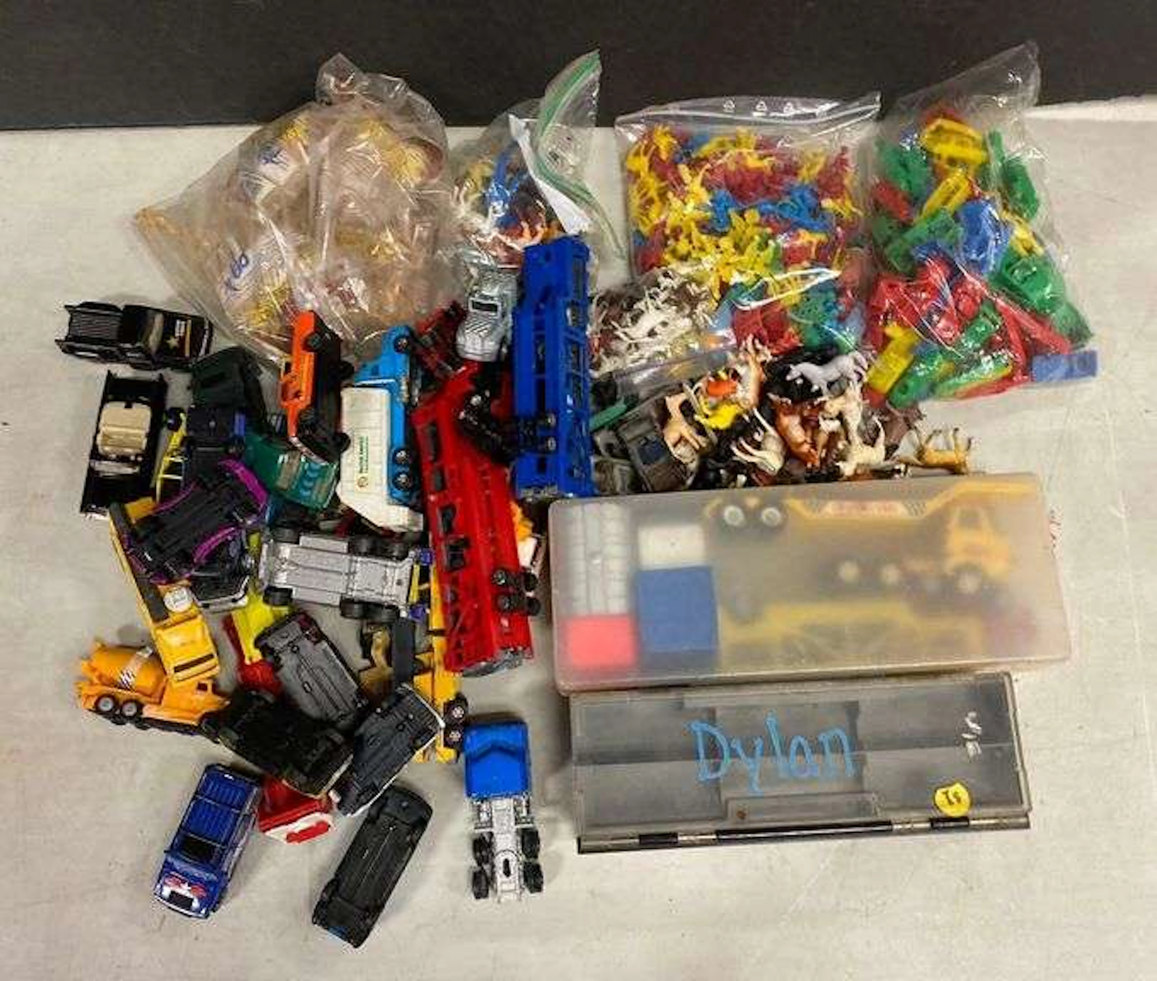 Group of Assorted Plastic Animal Figure Toys and More
