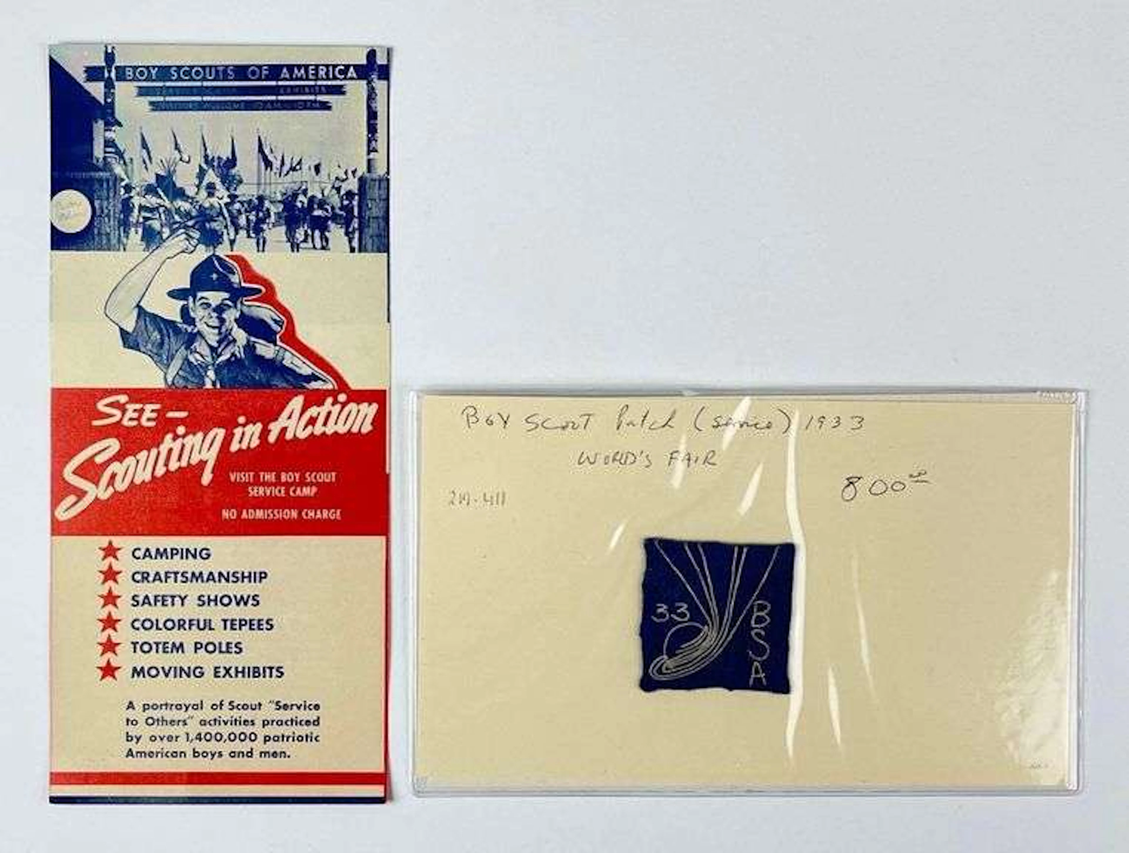 1933 Vintage Boy Scouts of America Worlds Fair Patch and Pamphlet